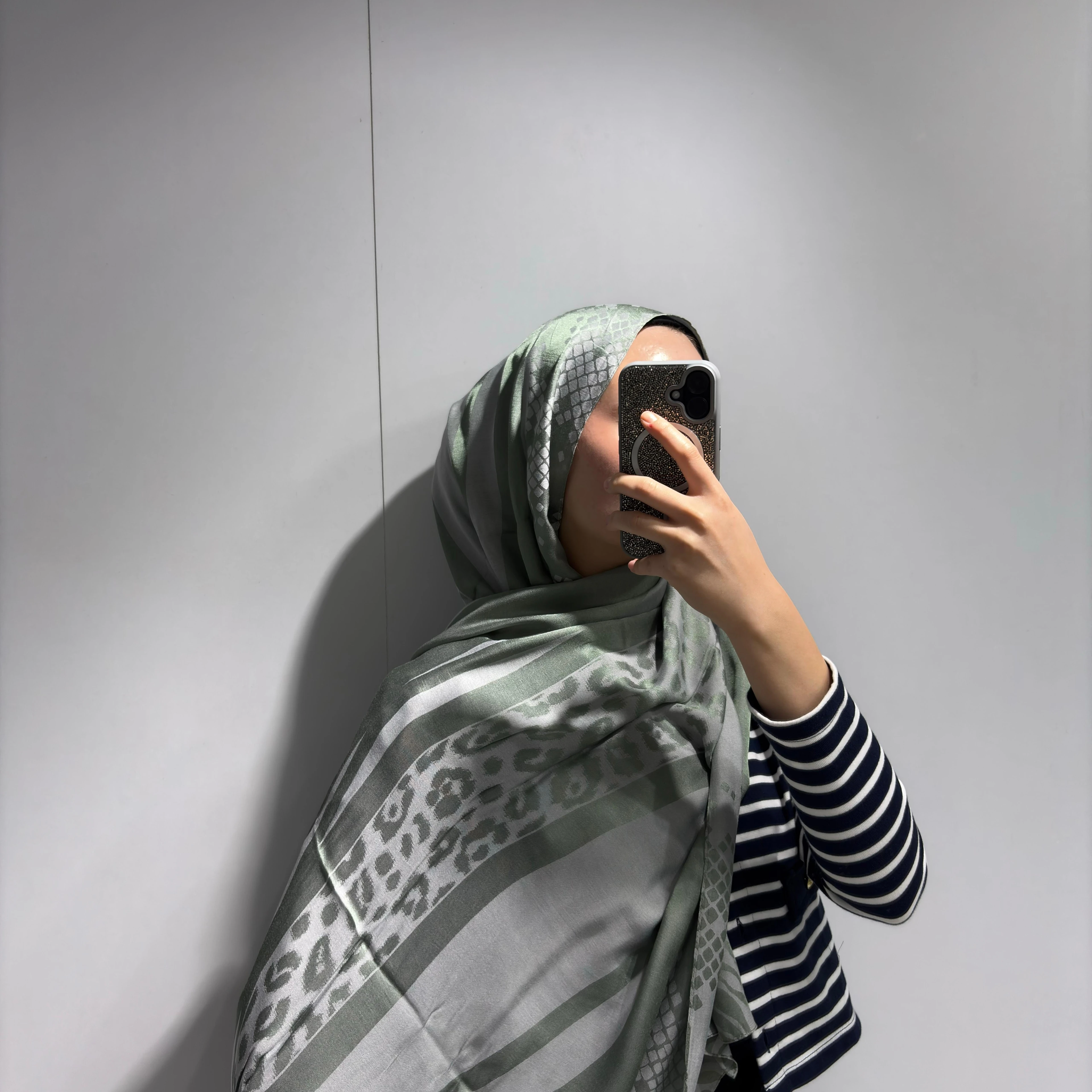 Safari desen Jakar Şal Keten Yeşili