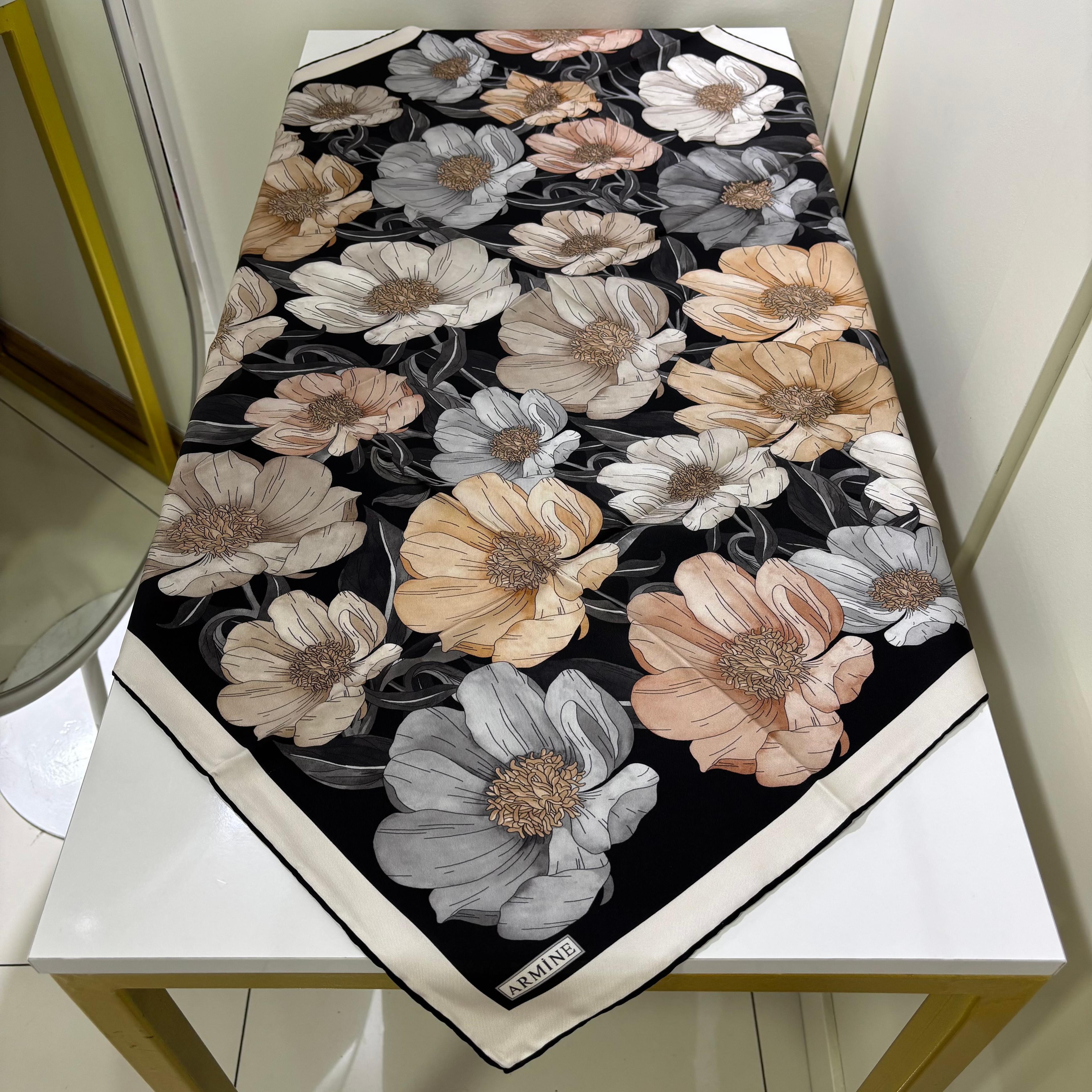 Armine İpek Eşarp 9403D Twill - Siyah