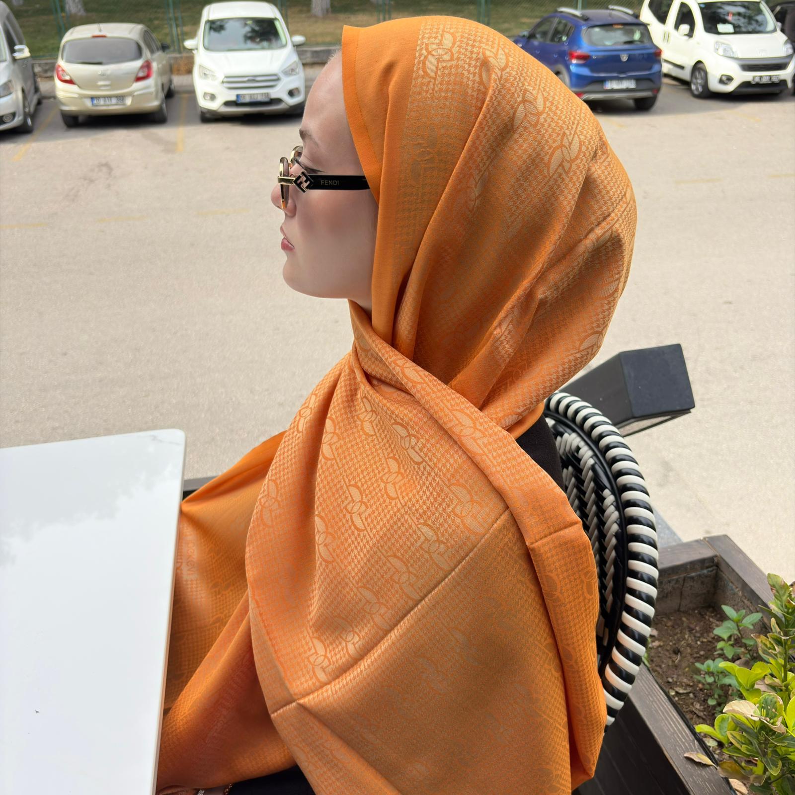 ipekevi Monogram Jakarlı Şal 08956 PORTAKAL