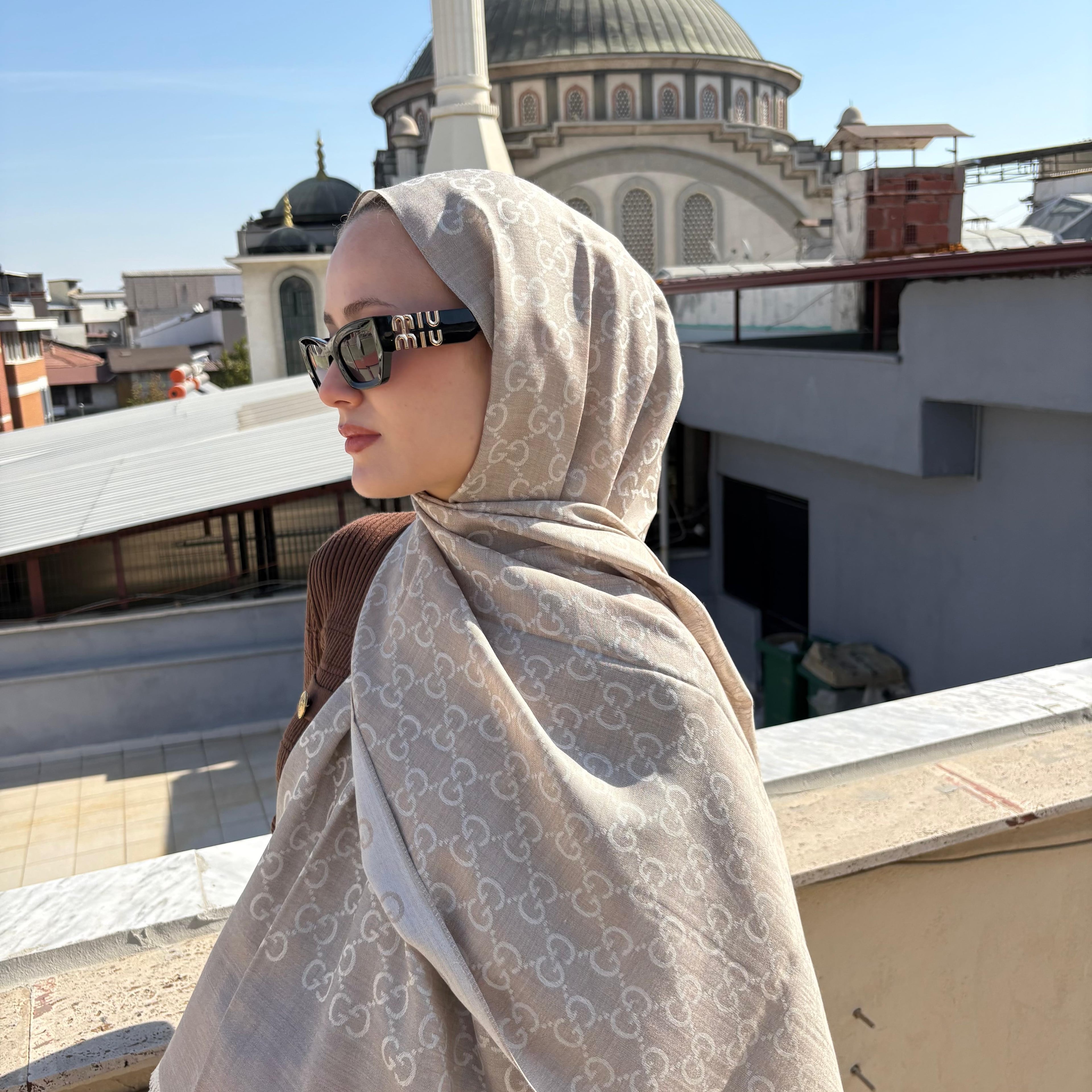 A Kalite Yün İpek G Desen Vizon Şal
