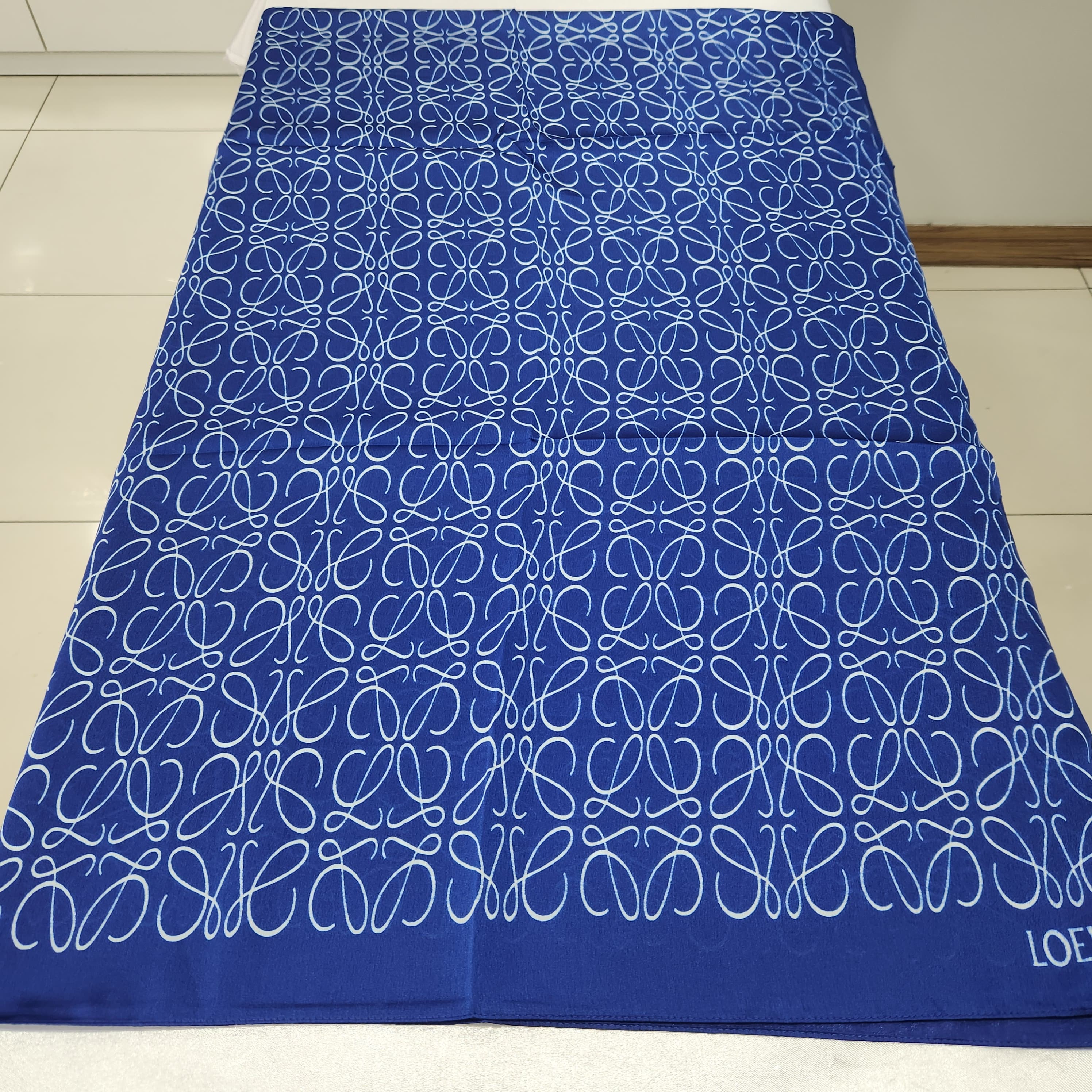 İthal Vual İpek Şal L desen - Mavi