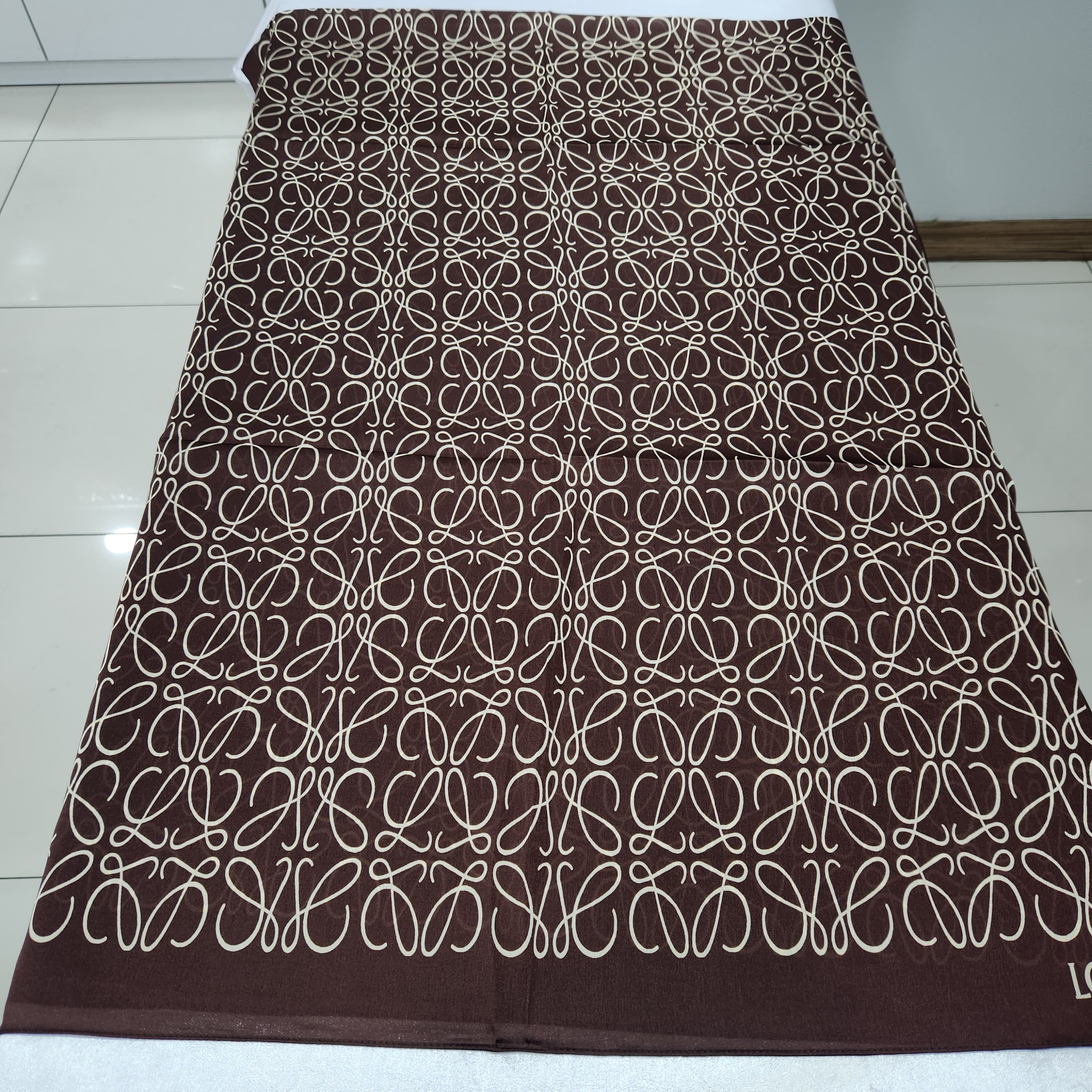 İthal Vual İpek Şal L desen - Kahverengi