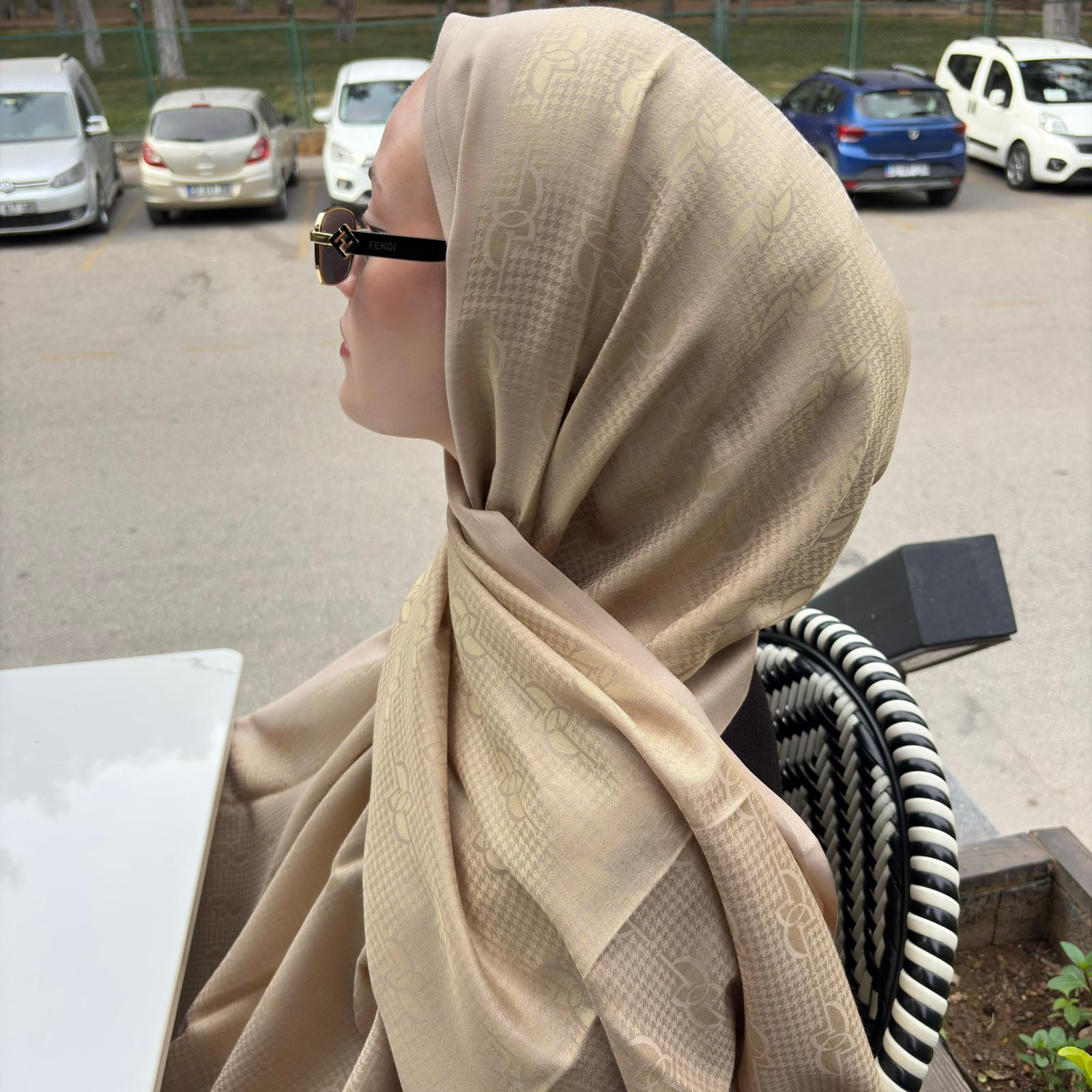 ipekevi Monogram Jakarlı Şal 08956 AÇIK TAŞ