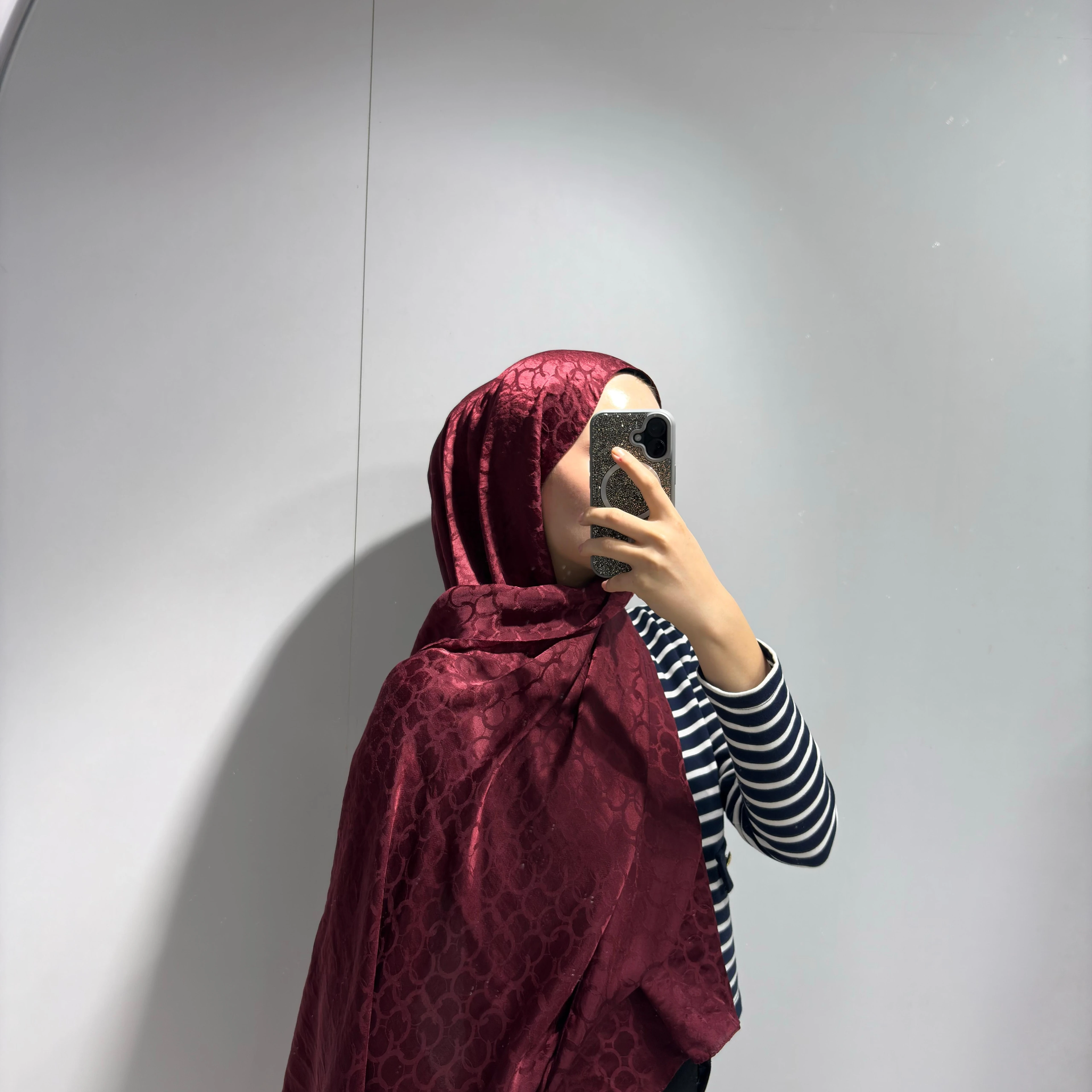 Halka Desen Jakar Şal Bordo