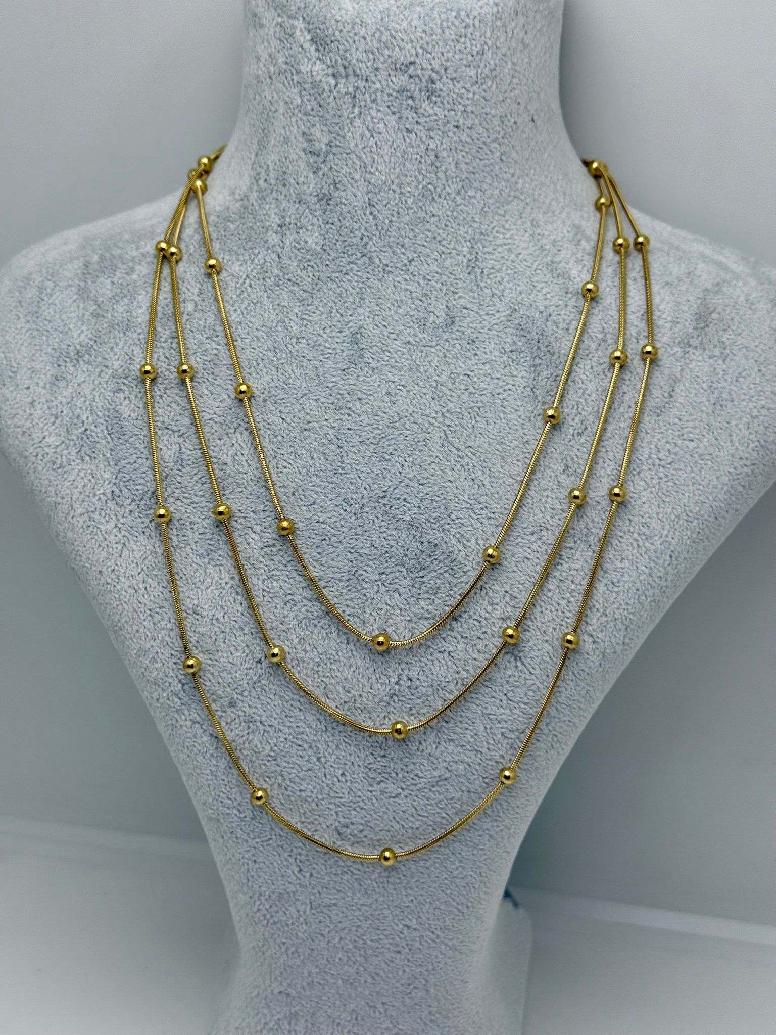 Çelik Topçuklu Üçlü Kolye Kombini