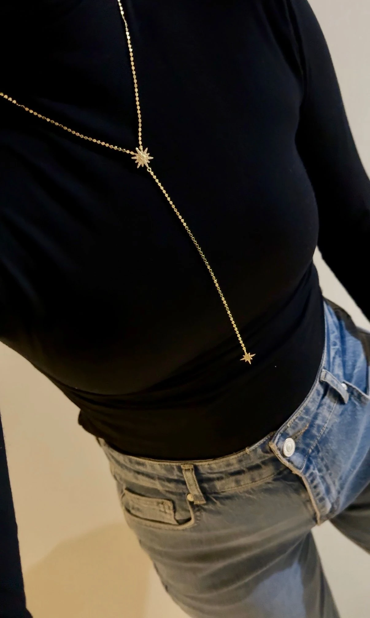 14 K Renk Özel Seri Yıldızlı Y Kolye