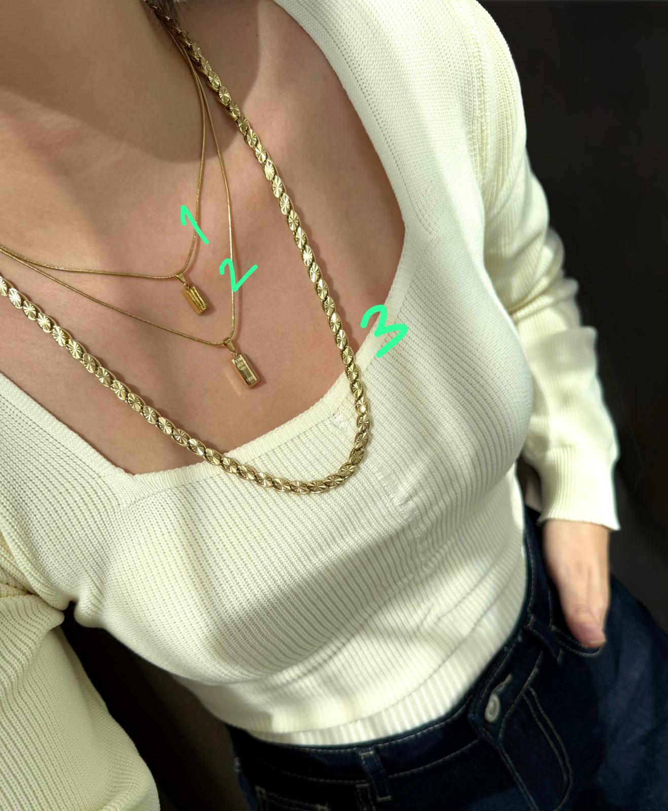 Çelik Külçe Altın Kolye, Çelik Arpa Zincir Kolye