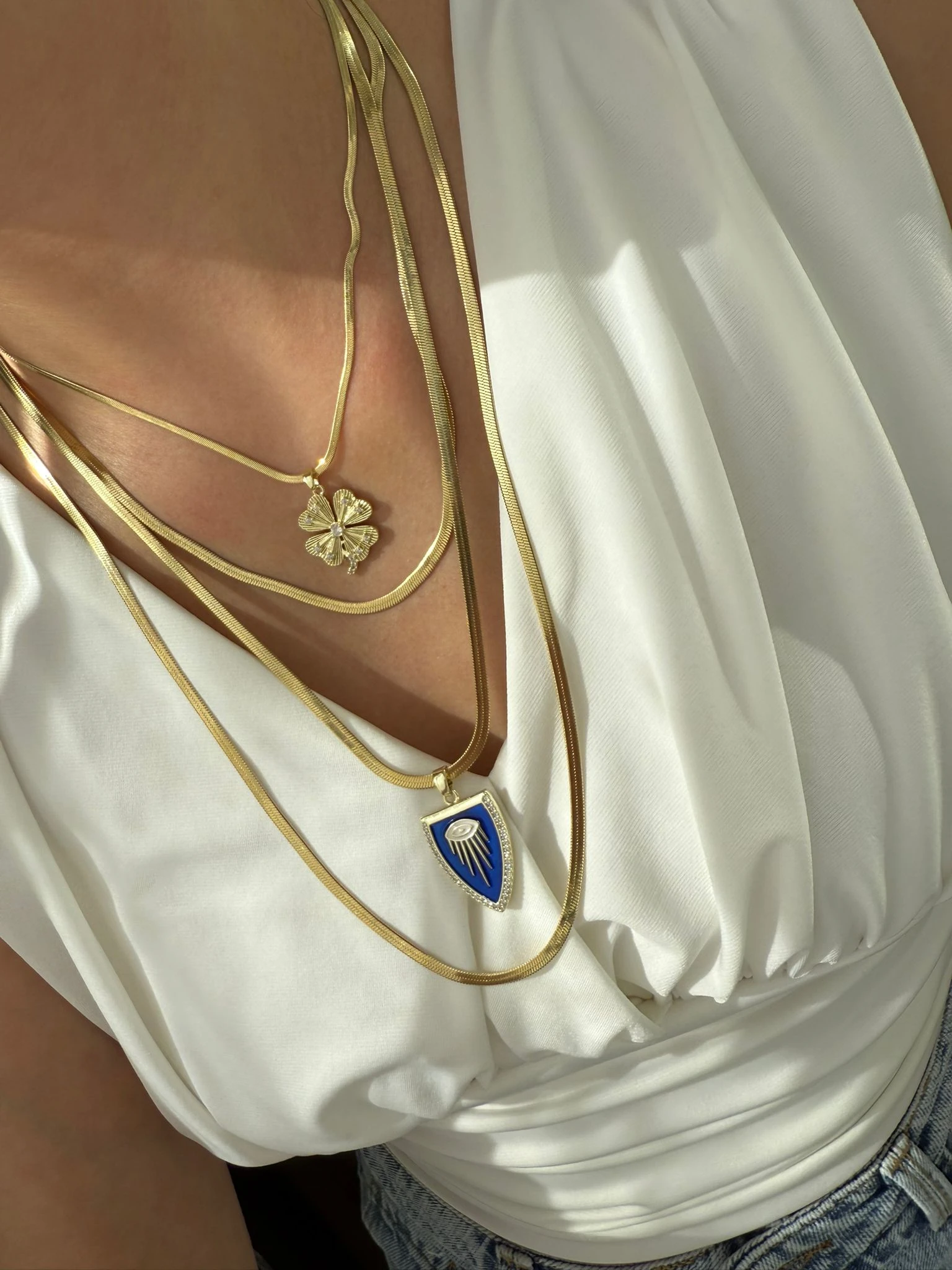 Çelik Dörtlü Mia Kolye Kombini