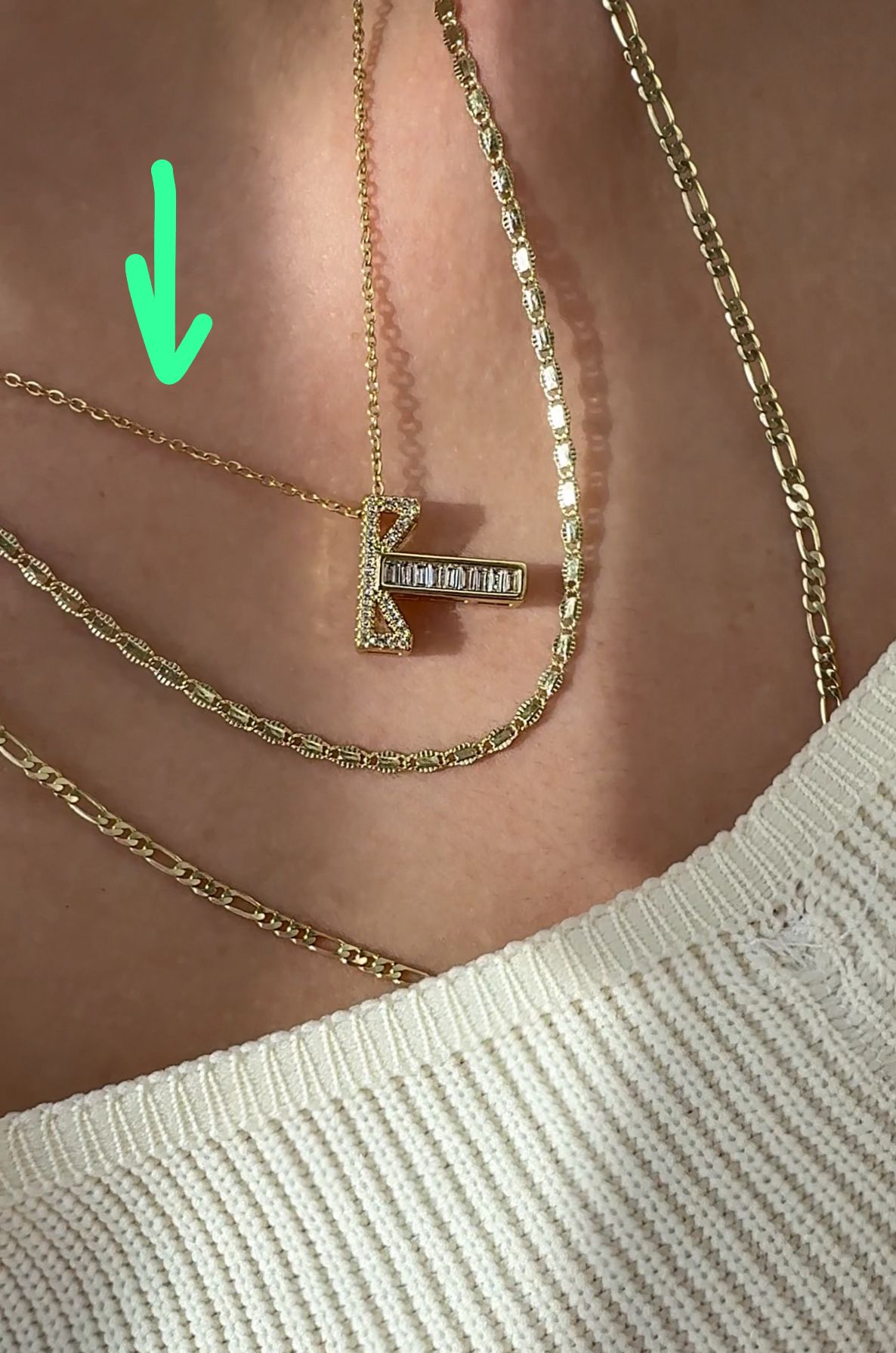 Çelik Baget Taşlı Harfli Kolye