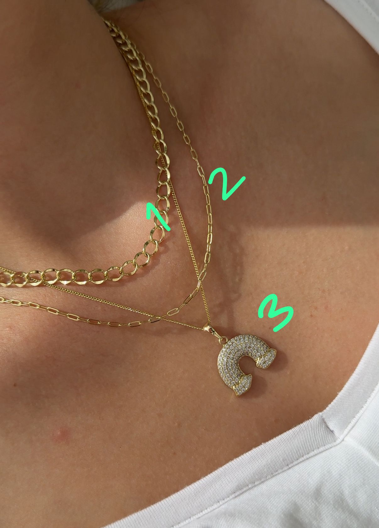 Vip 14 K Gökkuşağı Kolye, Minimal Ataç Zincir Kolye veya Kuyum Model Kolye