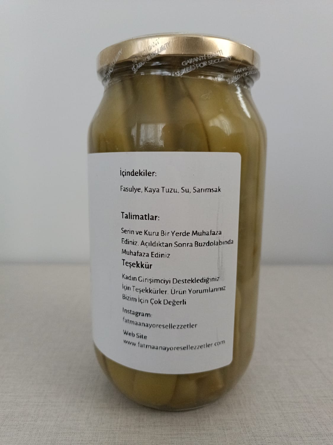 Fasulye Turşusu 1200 cc (Doğal, Ev Yapımı)