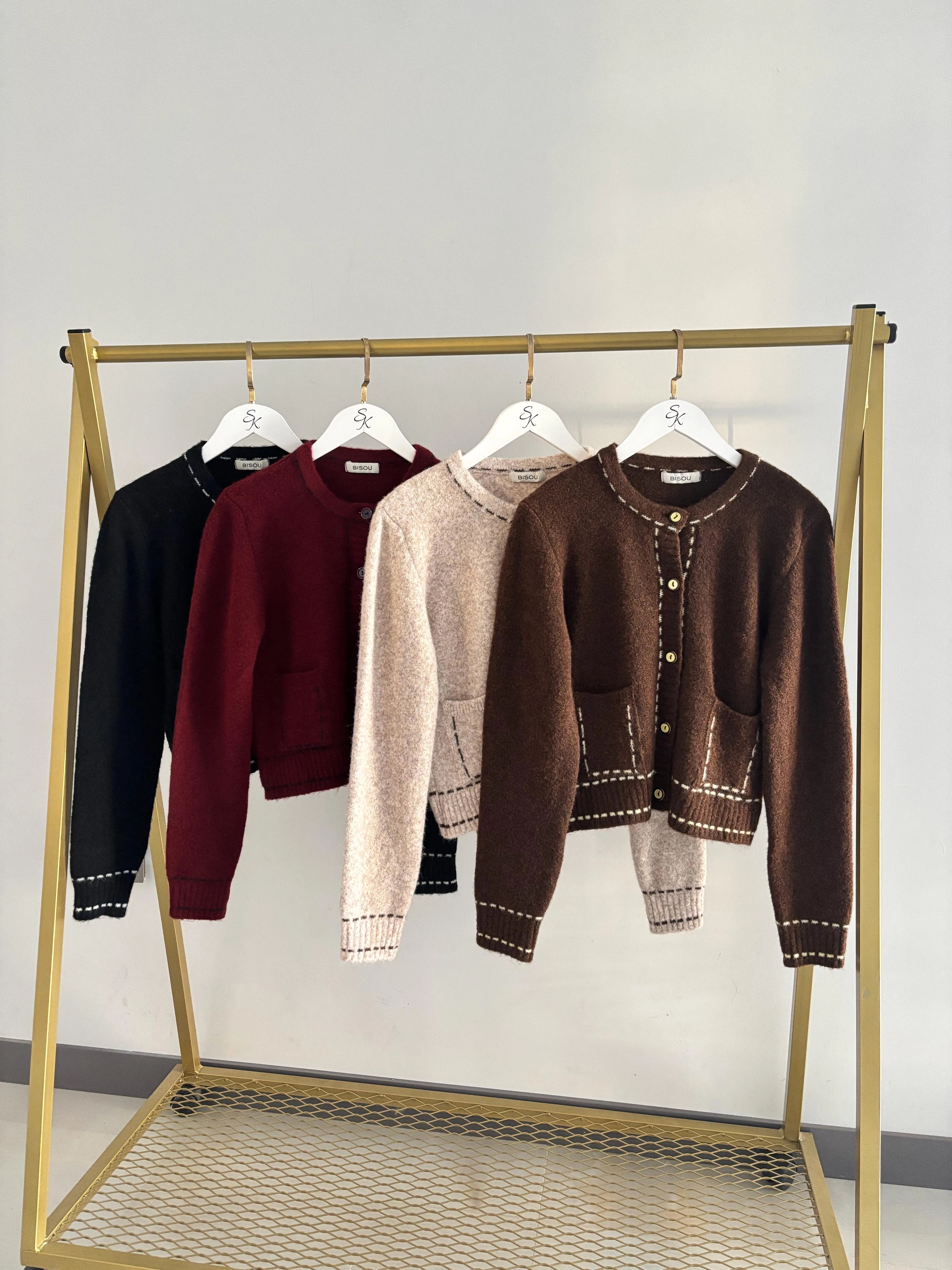 Biye Detaylı Cepli Yumoş Triko Hırka