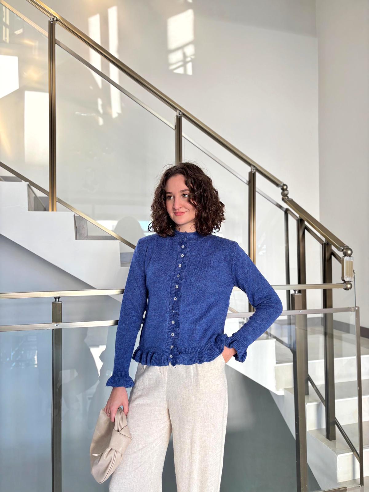 Fırfır Detaylı Triko Hırka