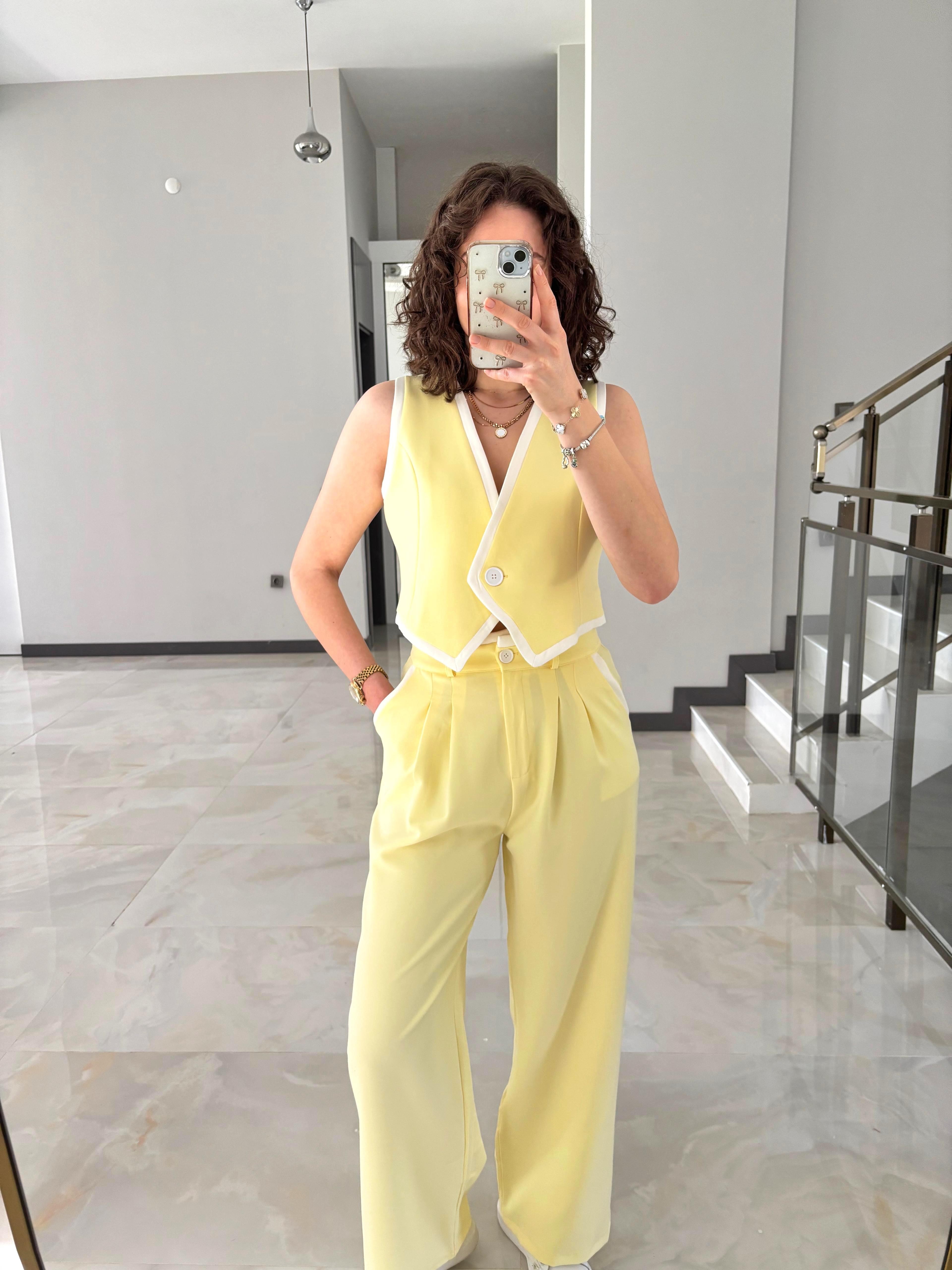 Premium Şeritli Yelek Pantolon Takım