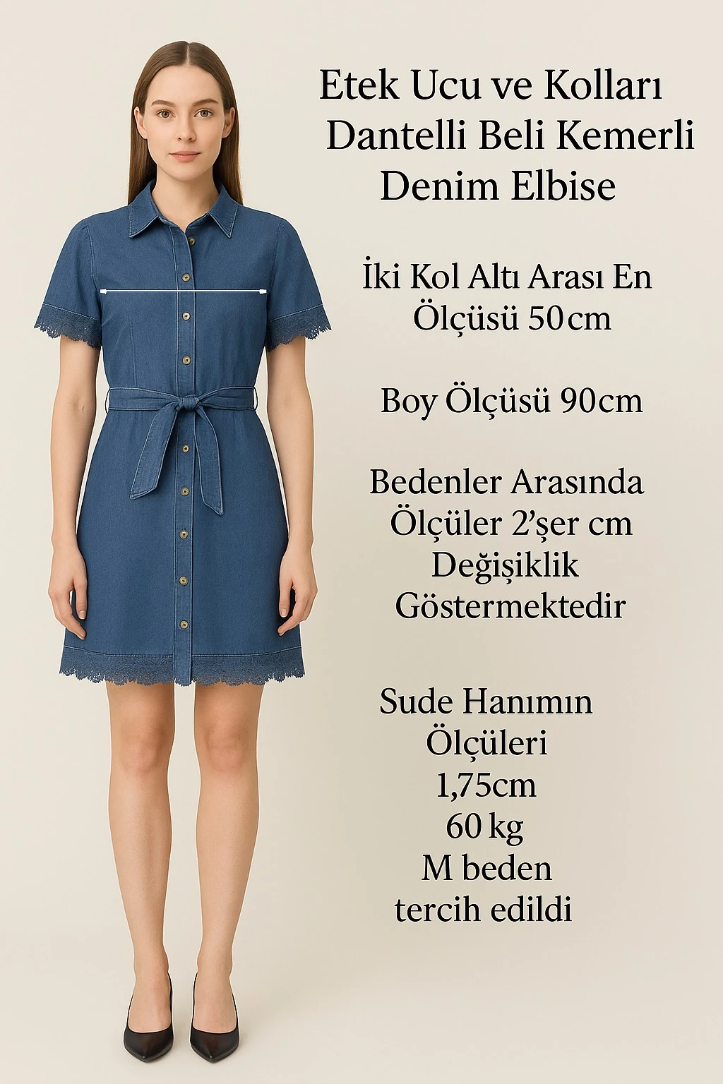 Etek Ucu Ve Kolları Dantelli Beli Kemerli Siyah Elbise