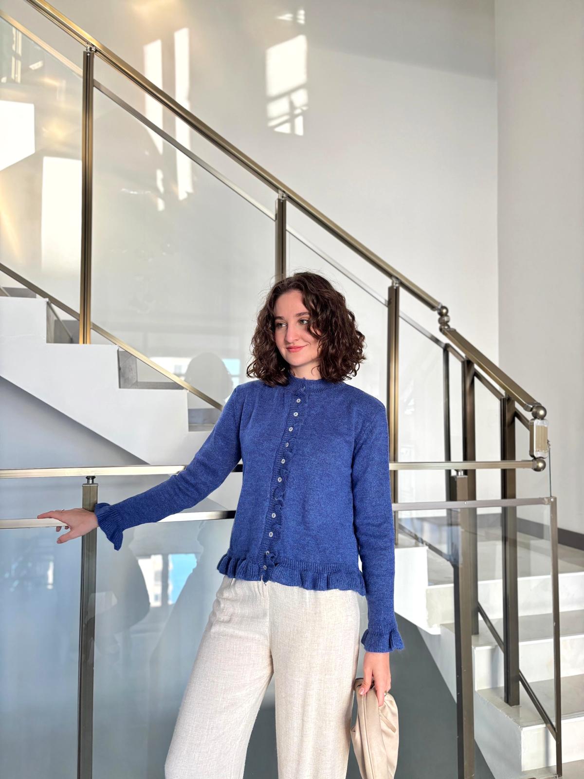 Fırfır Detaylı Triko Hırka