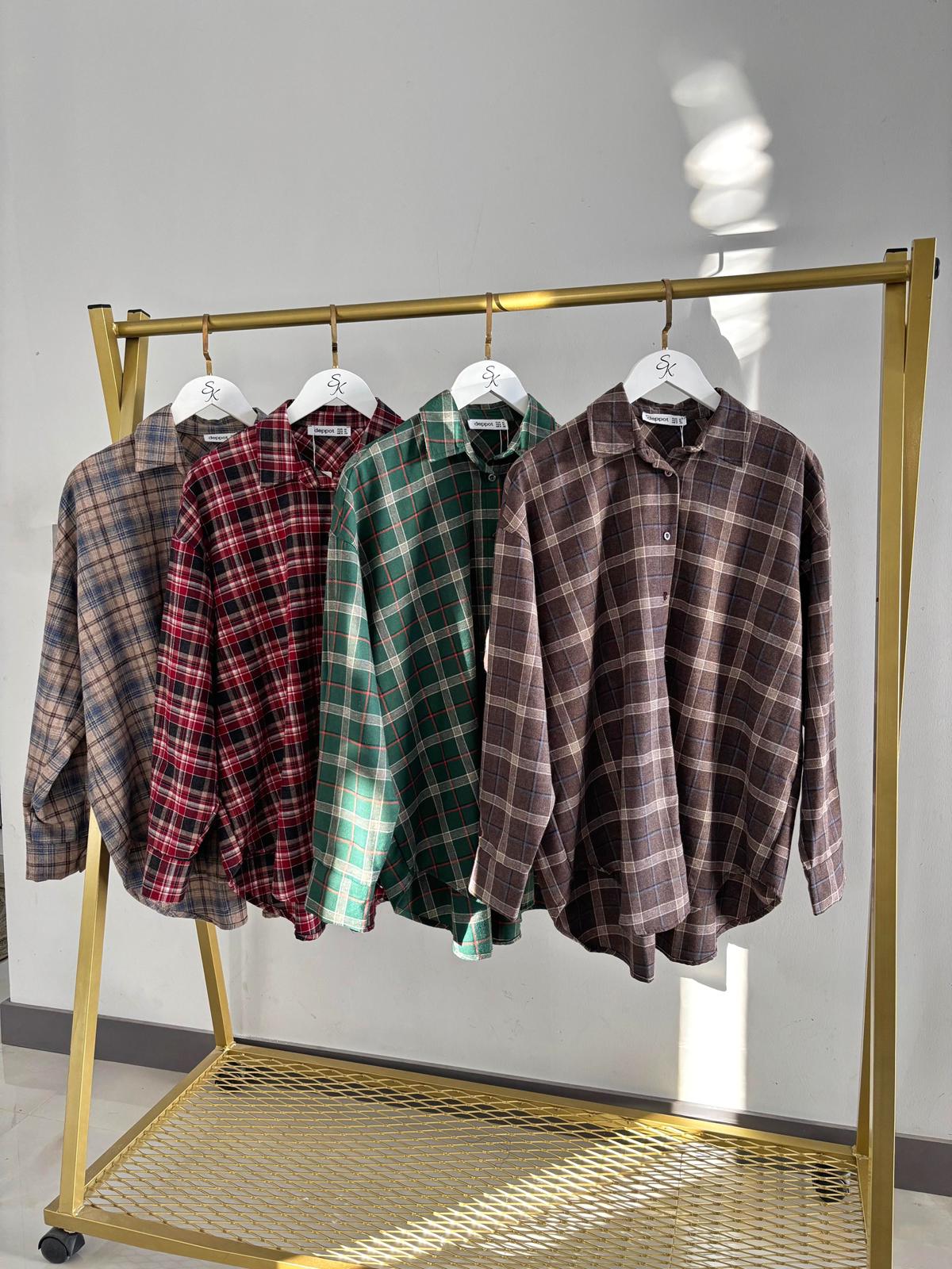 %100 Pamuk Ekose Desen Oduncu Gömleği