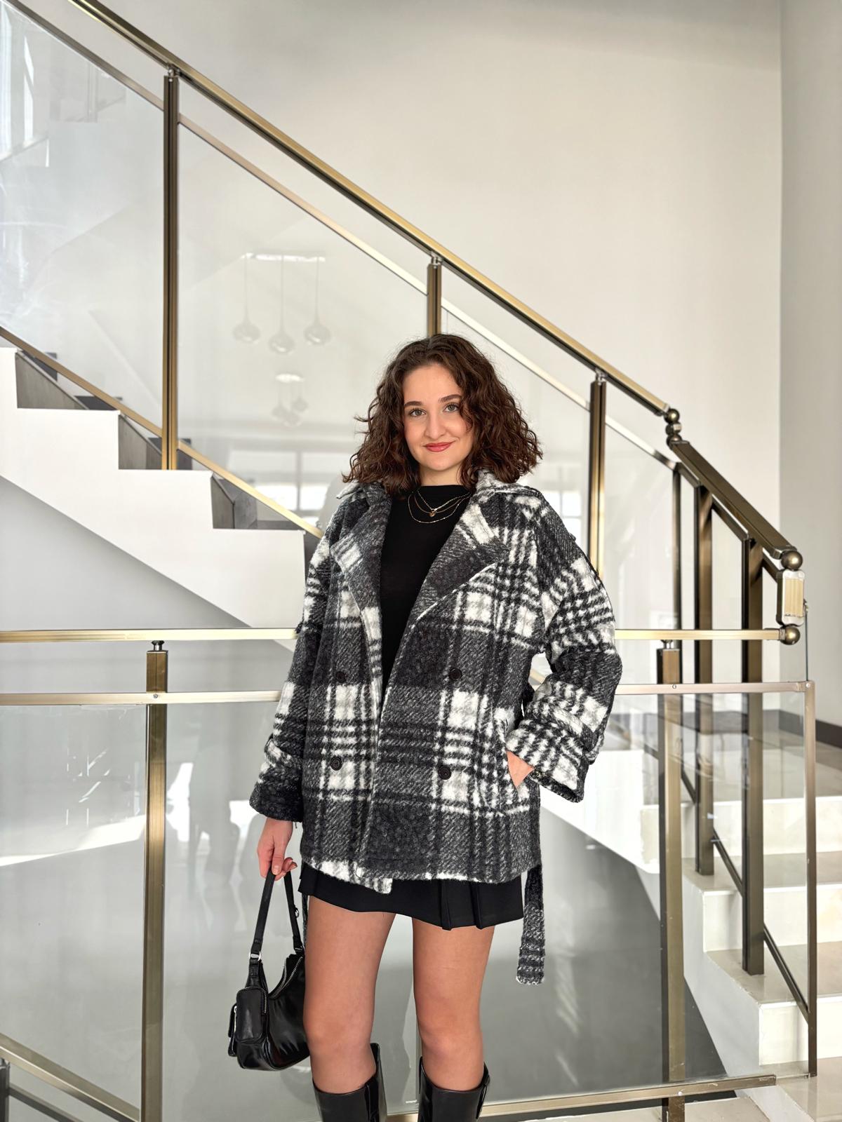 Ekose Desenli Kruvaze Kaban