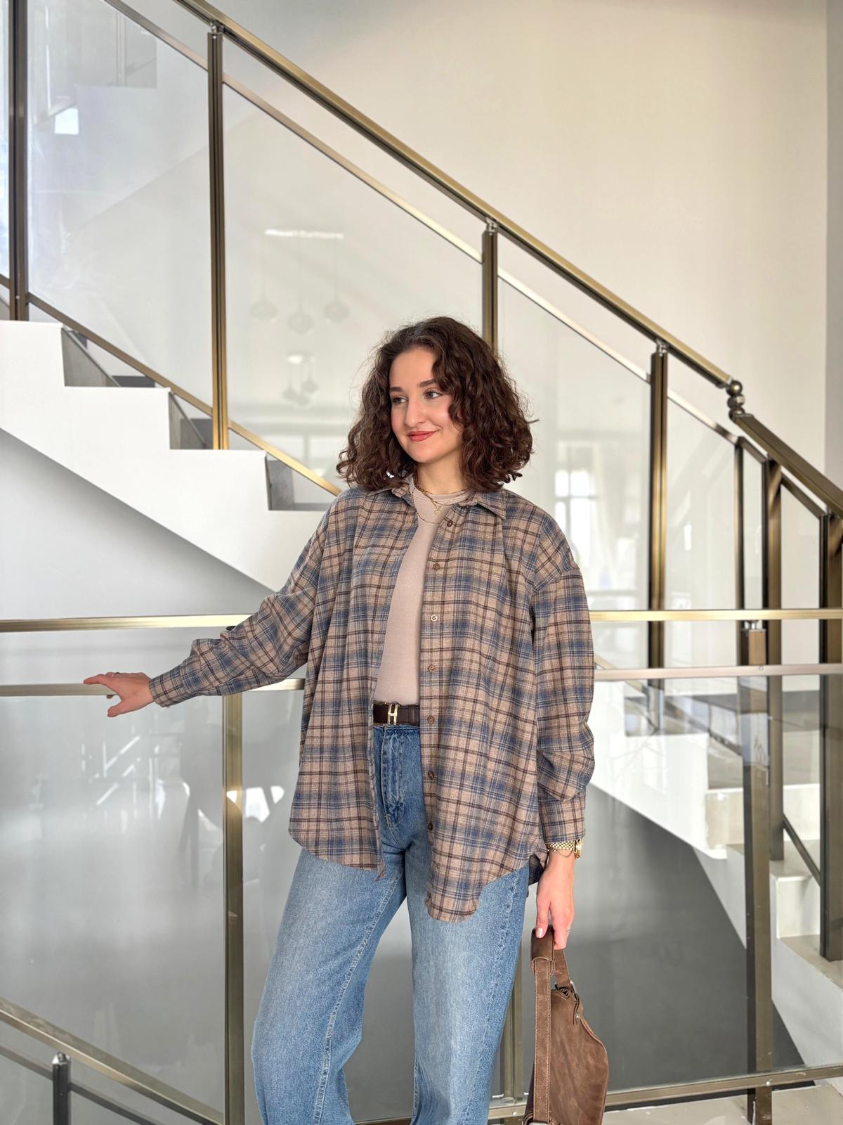 %100 Pamuk Ekose Desen Oduncu Gömleği