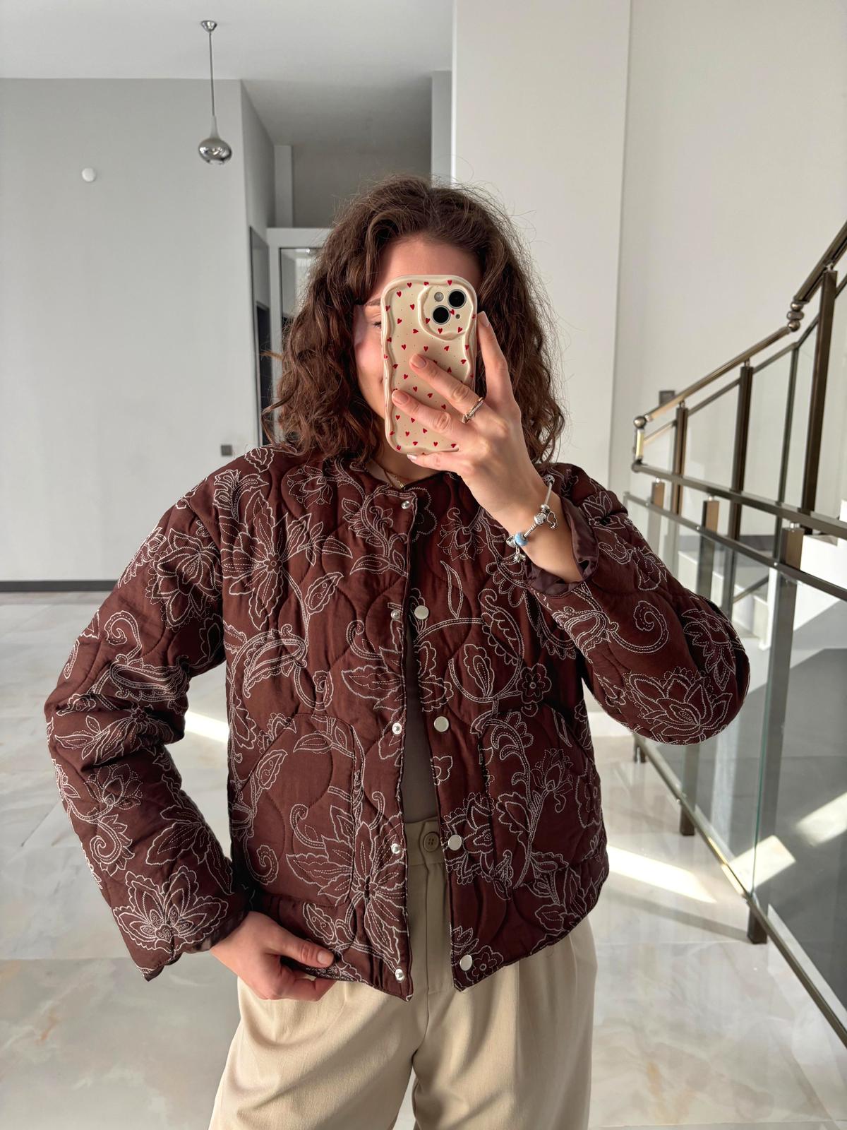 ZR Model Etnik Desenli Bomber Ceket