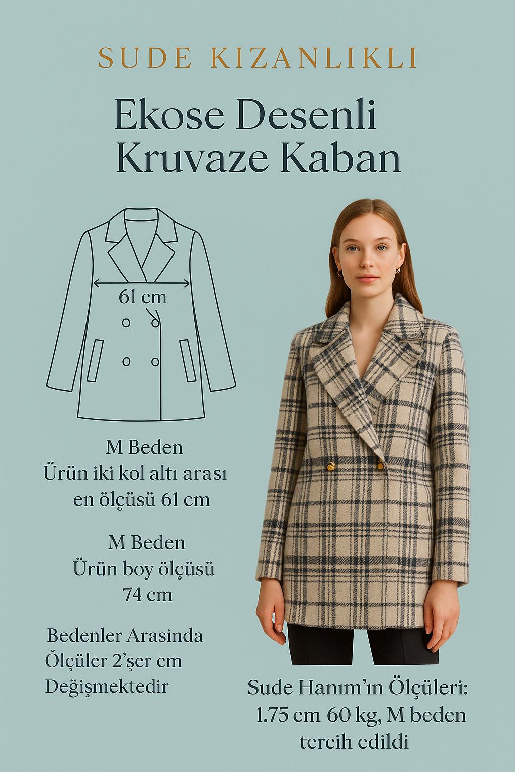 Ekose Desenli Kruvaze Kaban