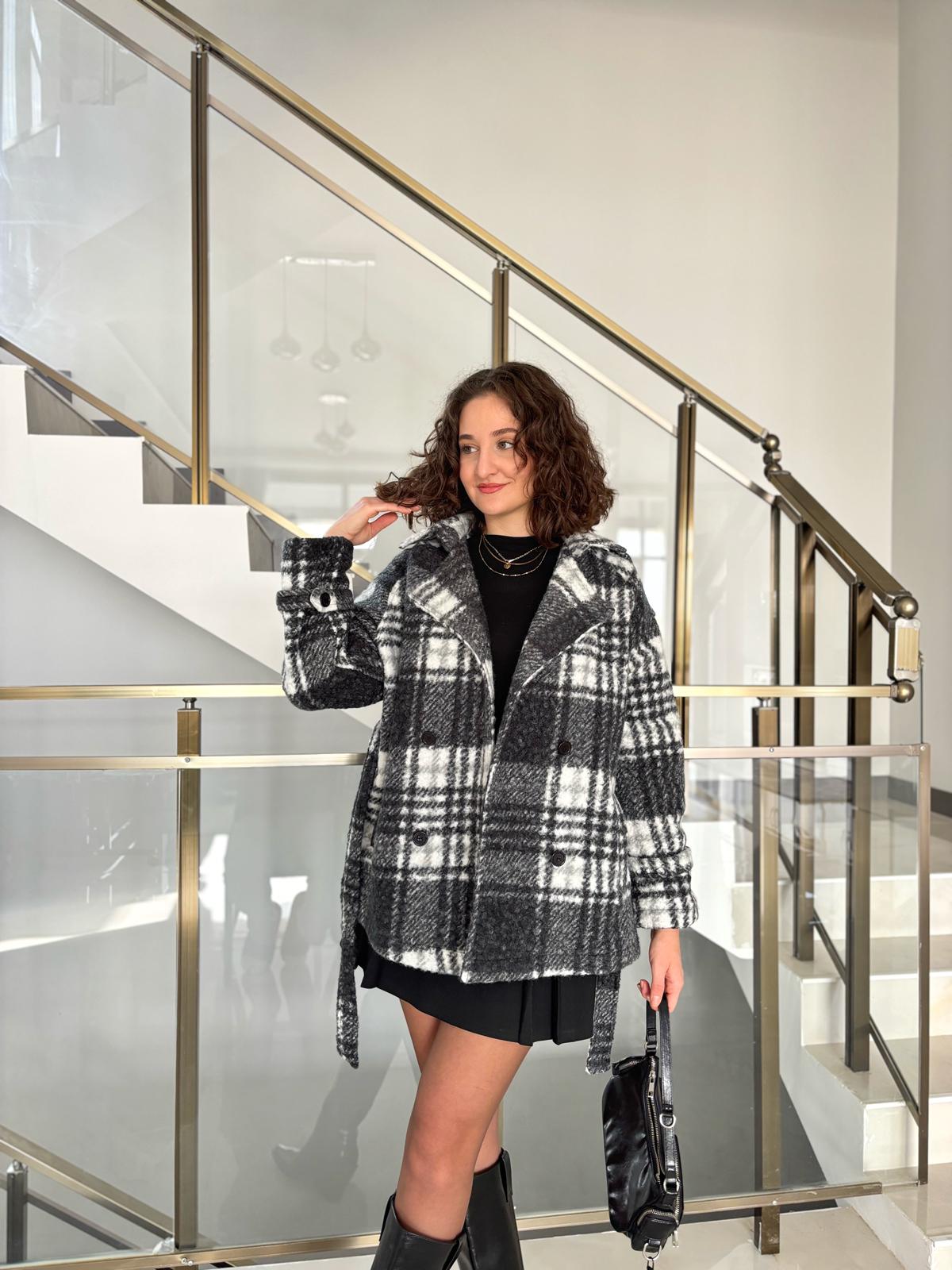 Ekose Desenli Kruvaze Kaban