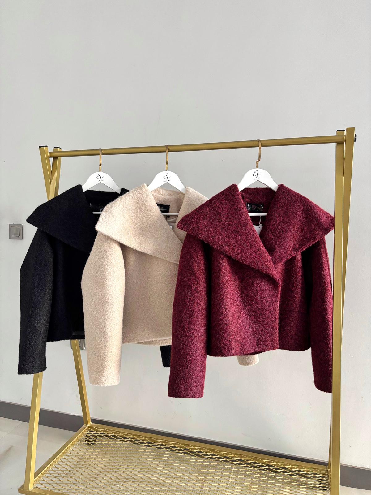 Geniş Şal Yaka Dokulu Kısa Kaban