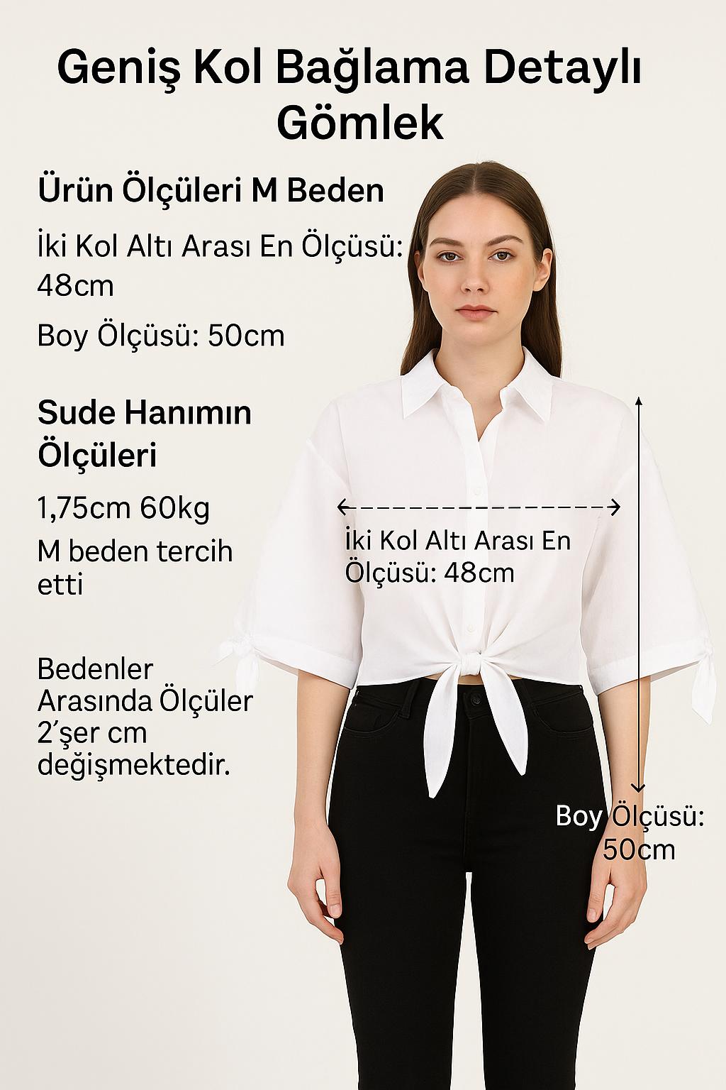 Geniş Kol Bağlama Detaylı Gömlek