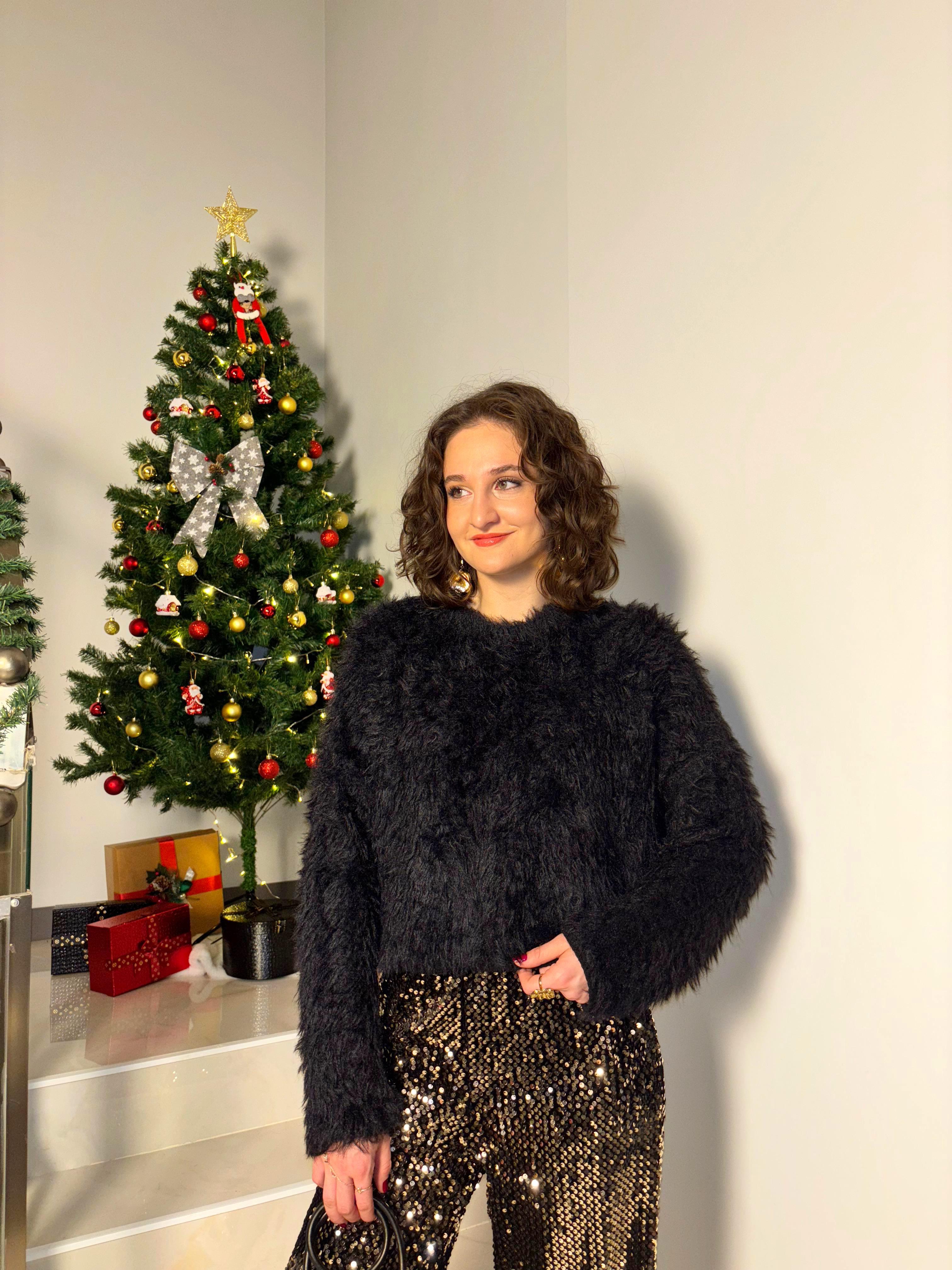 Bisiklet Yaka Oversize Peluş Kazak