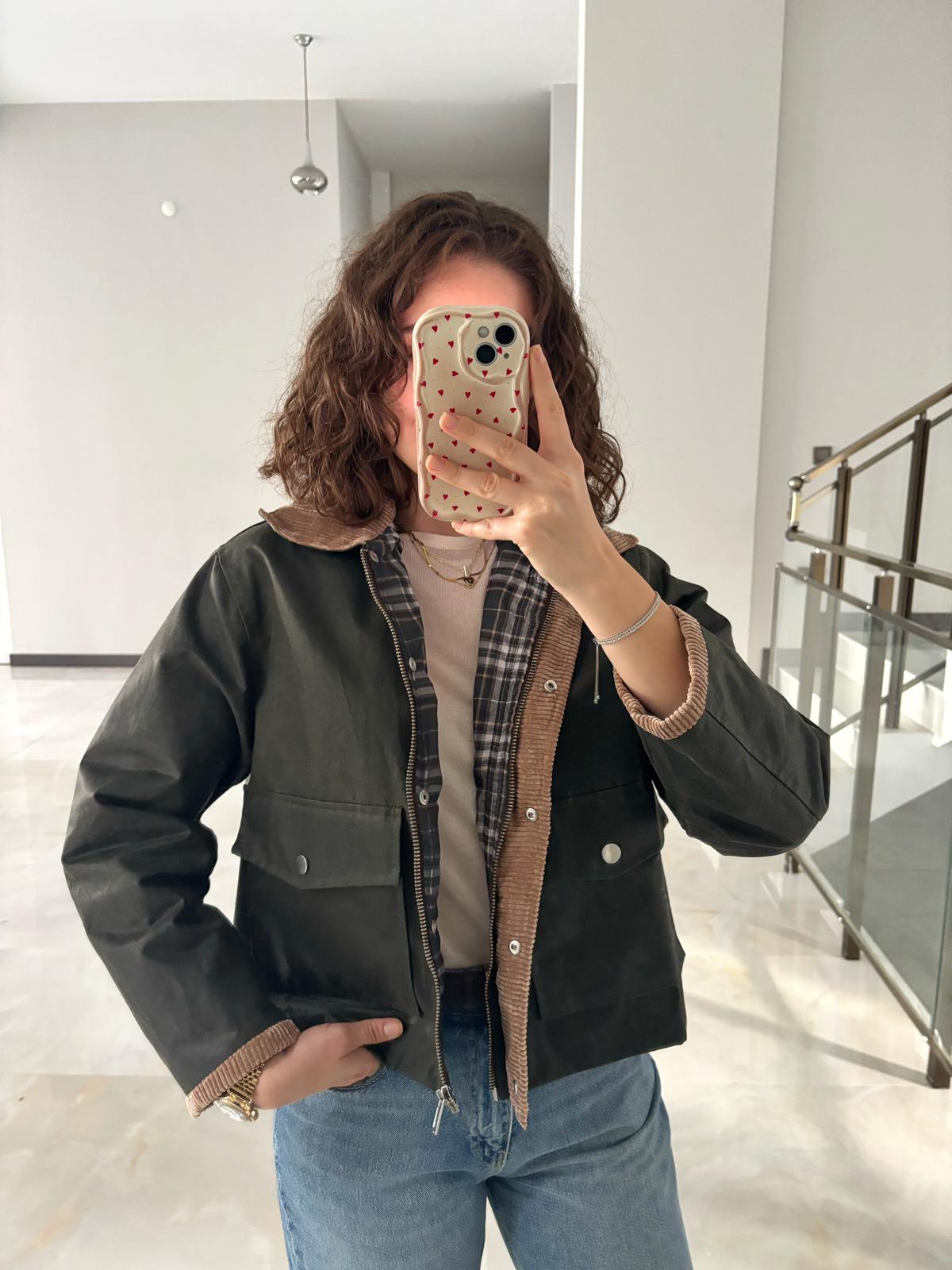 Kadife Yaka Özel Dokulu Ceket