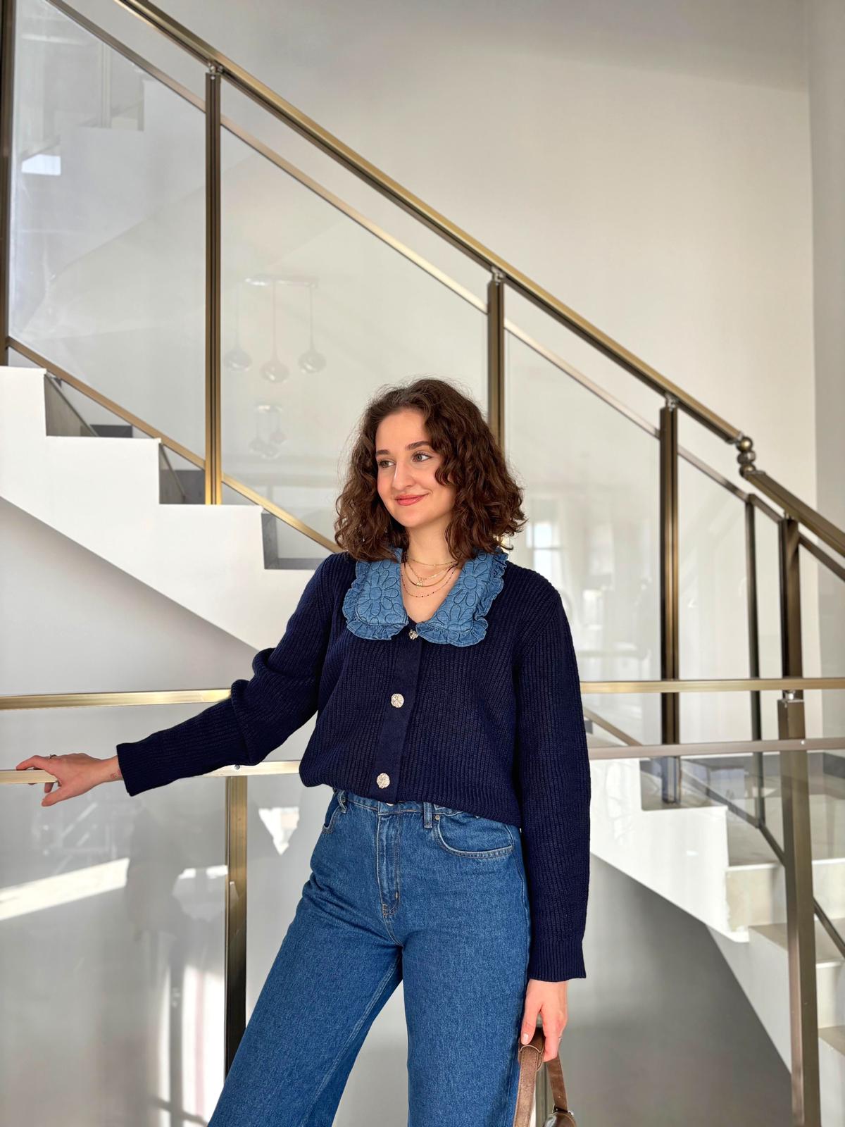 Bebe Yaka Fitilli Triko Hırka