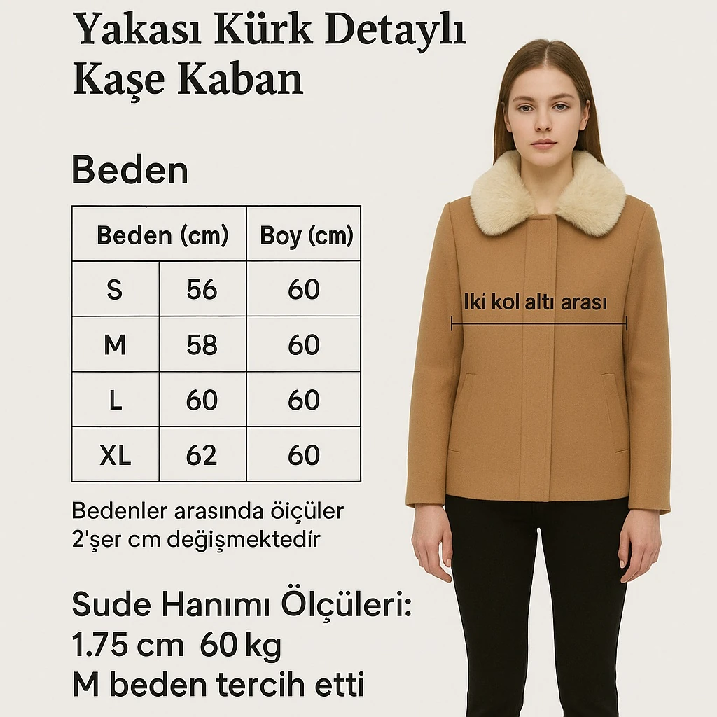Yakası Kürk Detaylı Kaşe Kaban