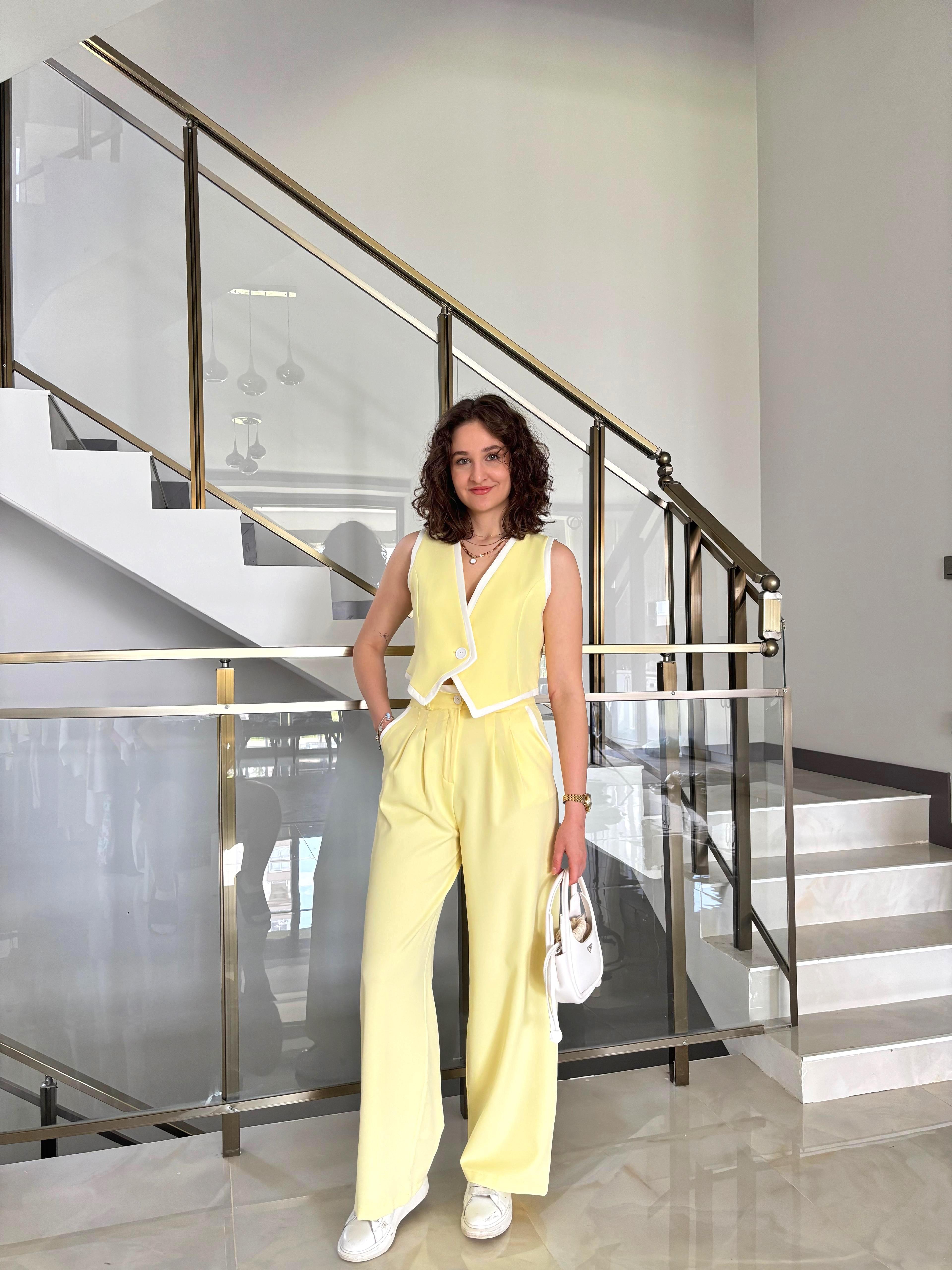 Premium Şeritli Yelek Pantolon Takım