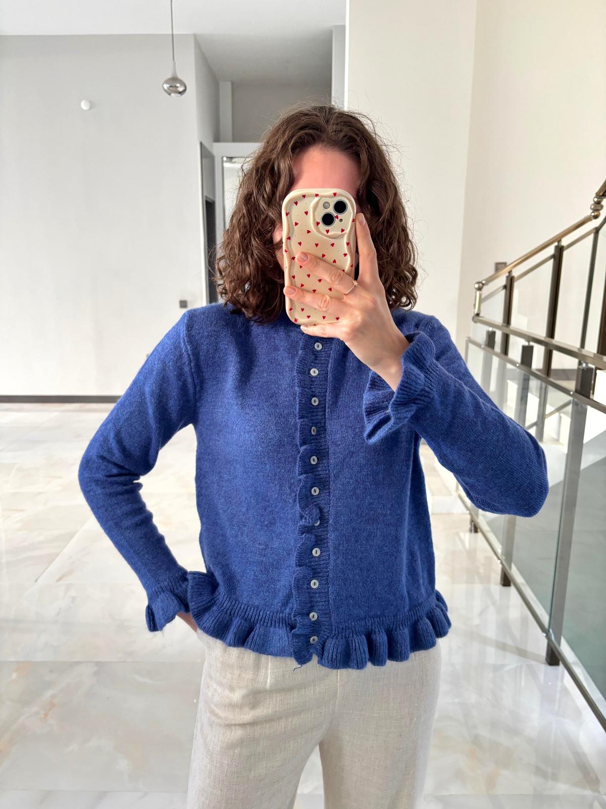 Fırfır Detaylı Triko Hırka