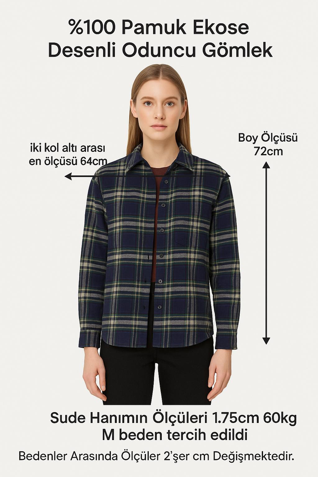 %100 Pamuk Ekose Desen Oduncu Gömleği