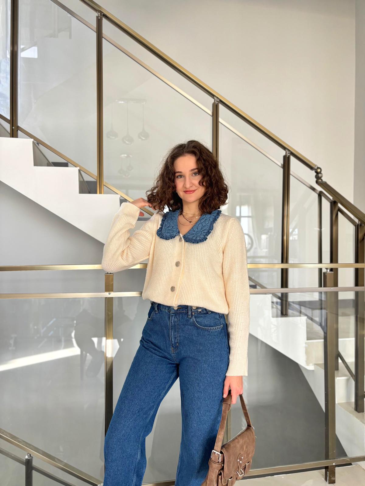 Bebe Yaka Fitilli Triko Hırka