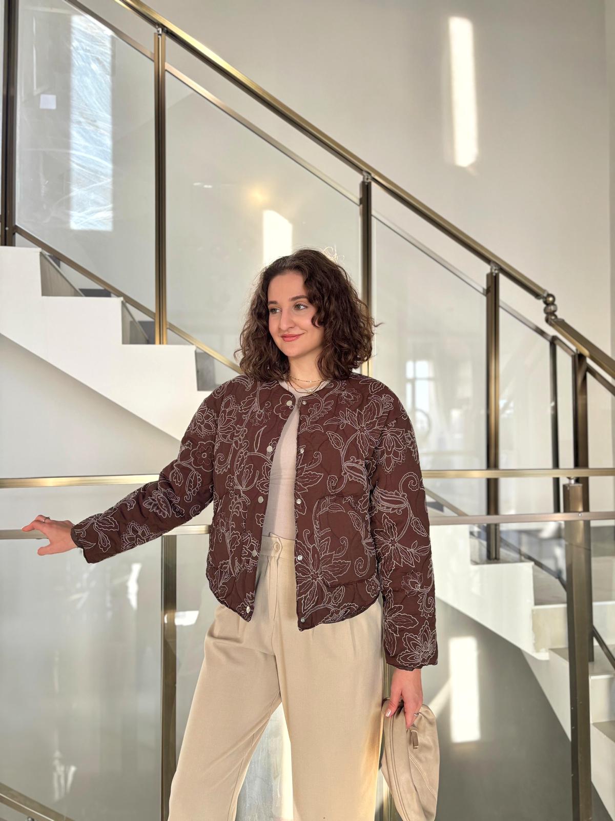 ZR Model Etnik Desenli Bomber Ceket