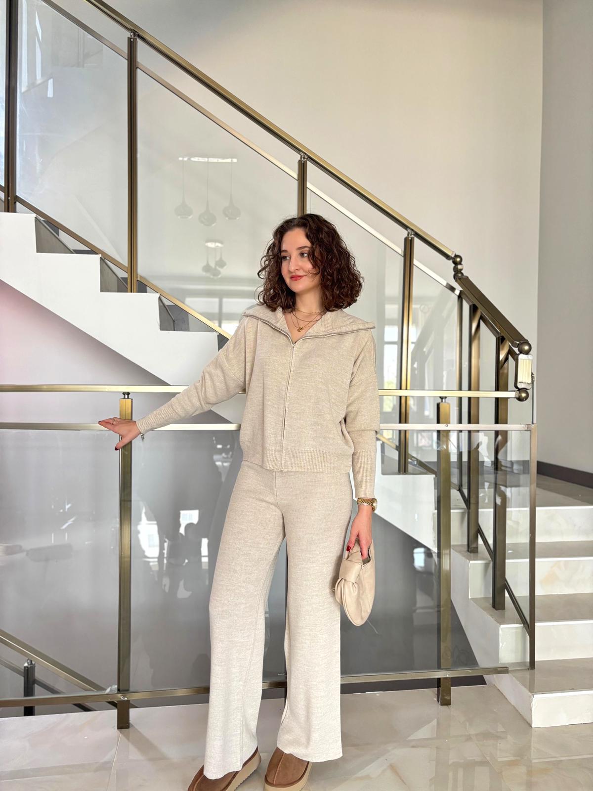 Samir Fermuarlı İkili Triko Takım - Bej