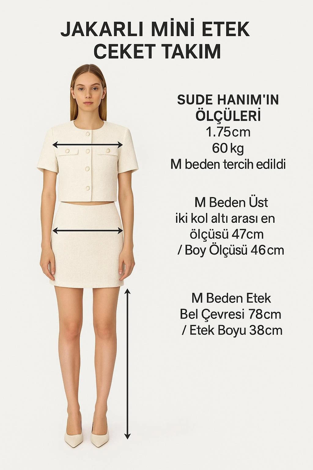 Jakarlı Mini Etek Ceket Takım