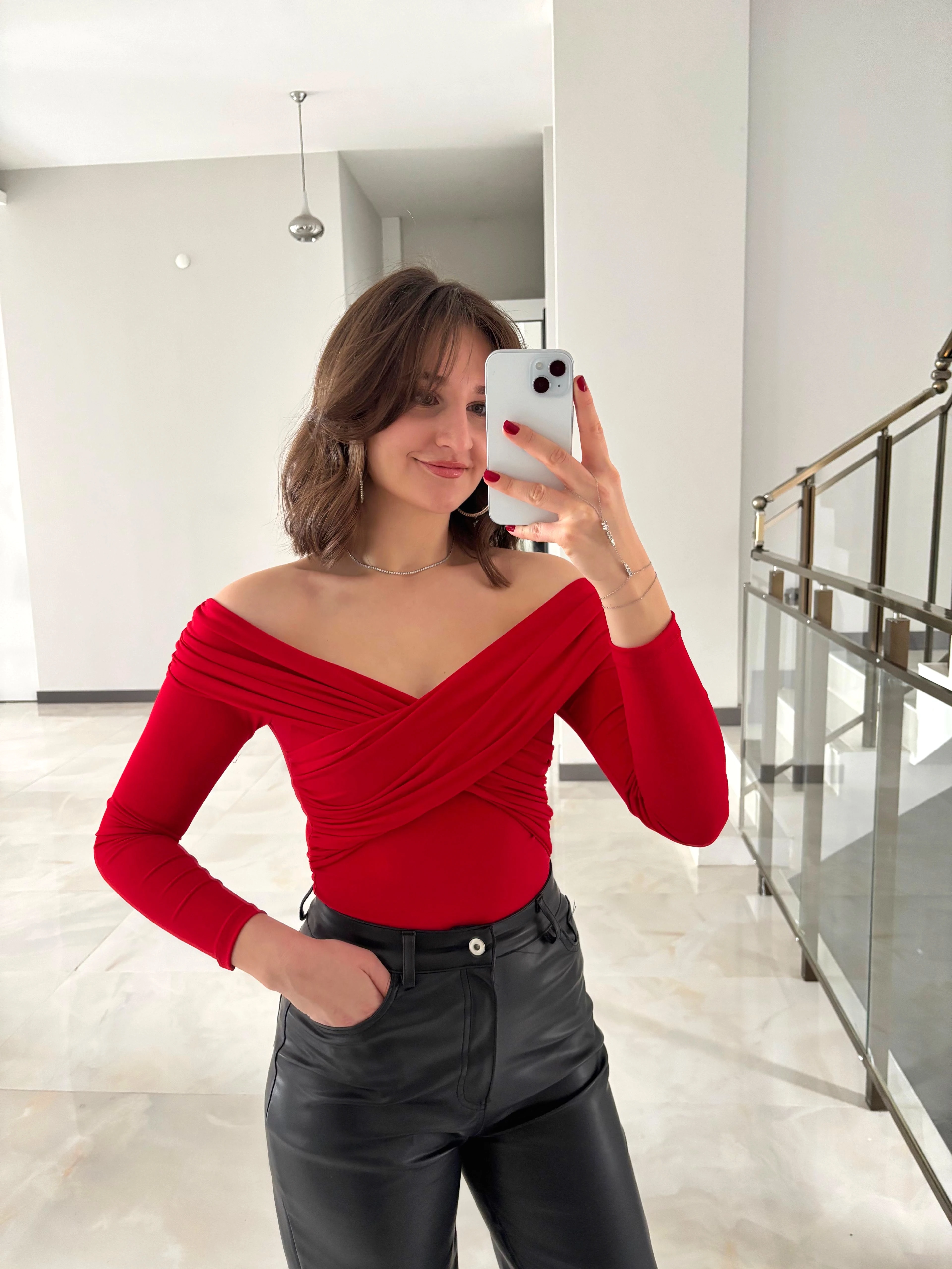 Kruvaze Drape Yaka Sandy Bluz 