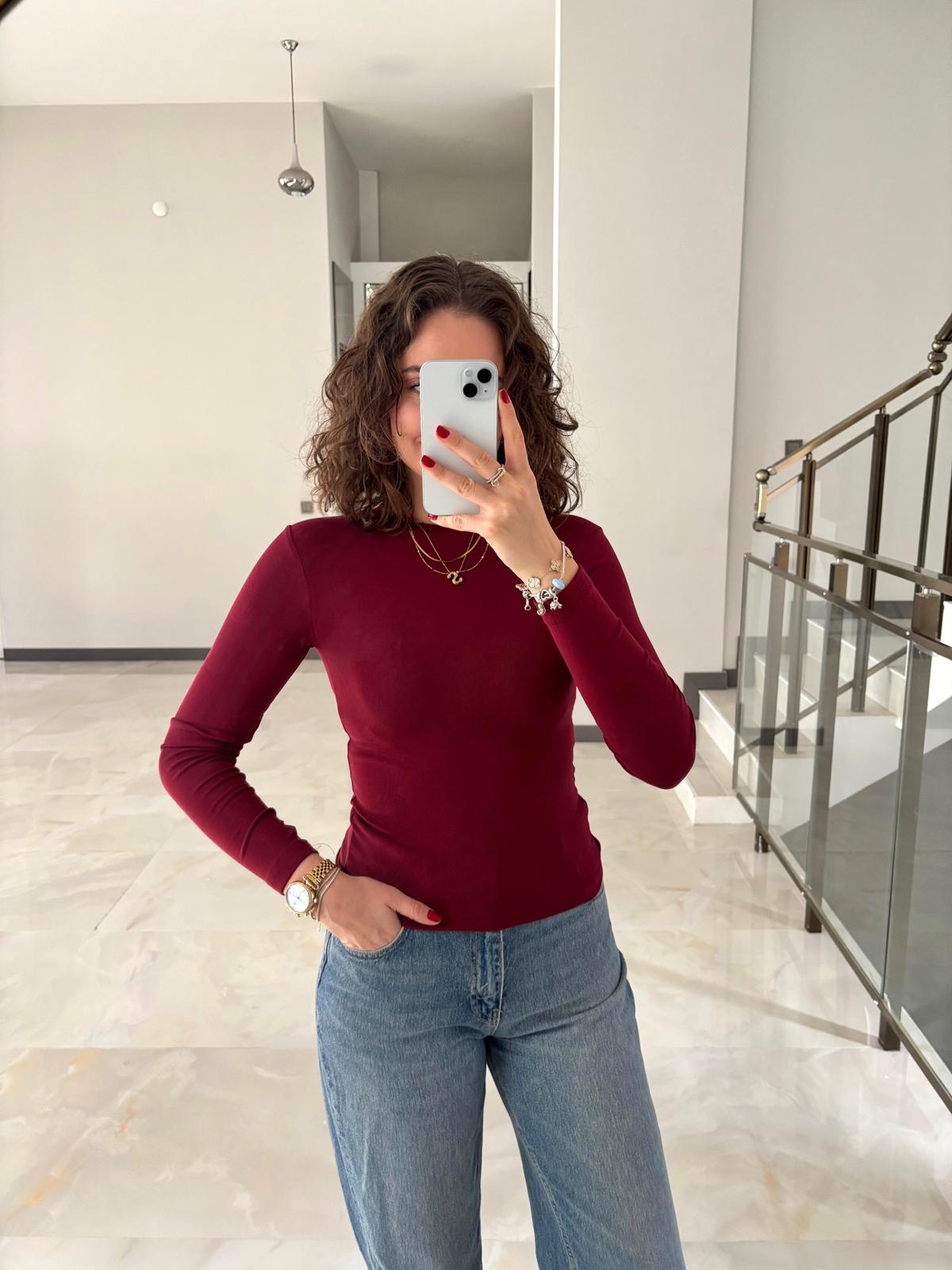 Orijinal Marka  Parmak Geçirmeli Soft Touch Bluz