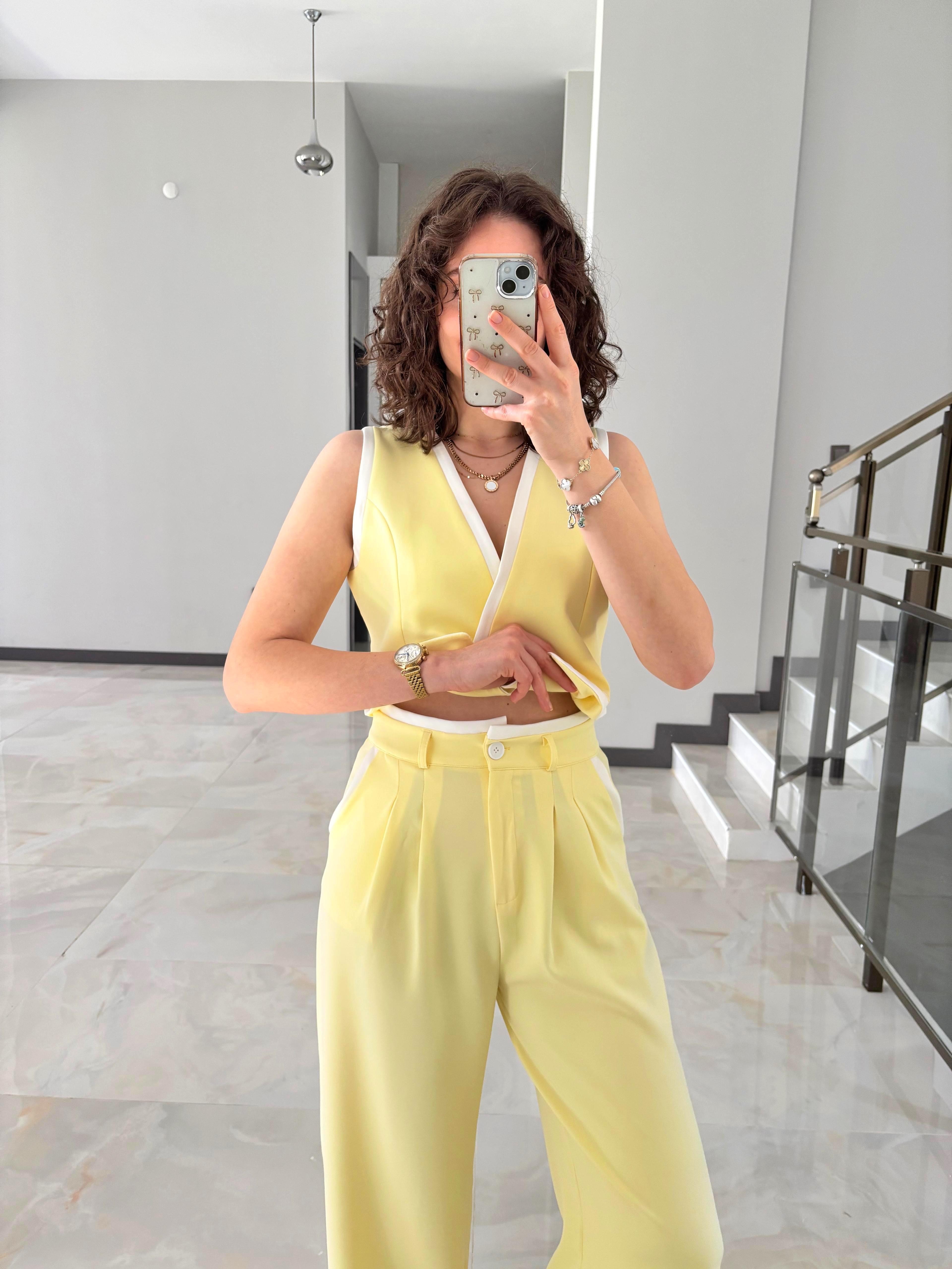 Premium Şeritli Yelek Pantolon Takım