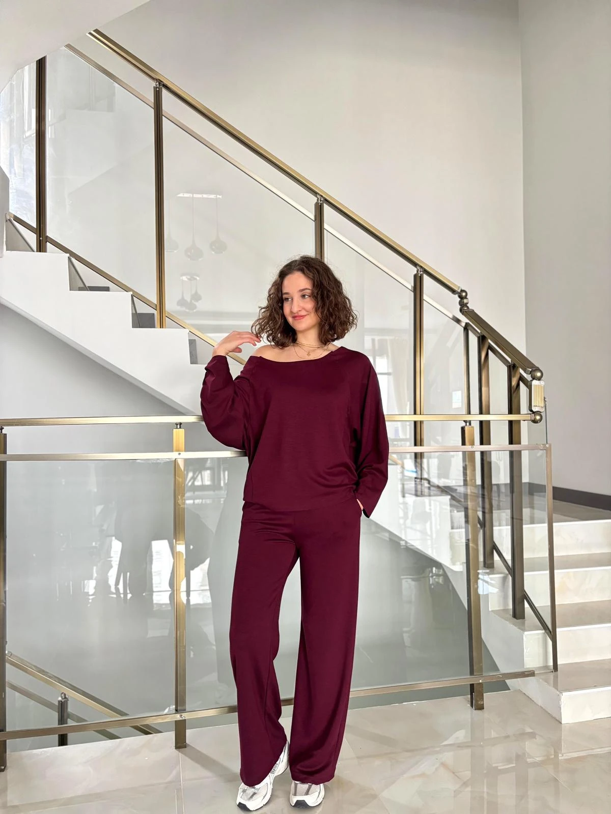 Kayık Yaka Modal Kumaş Eşofman Takımı