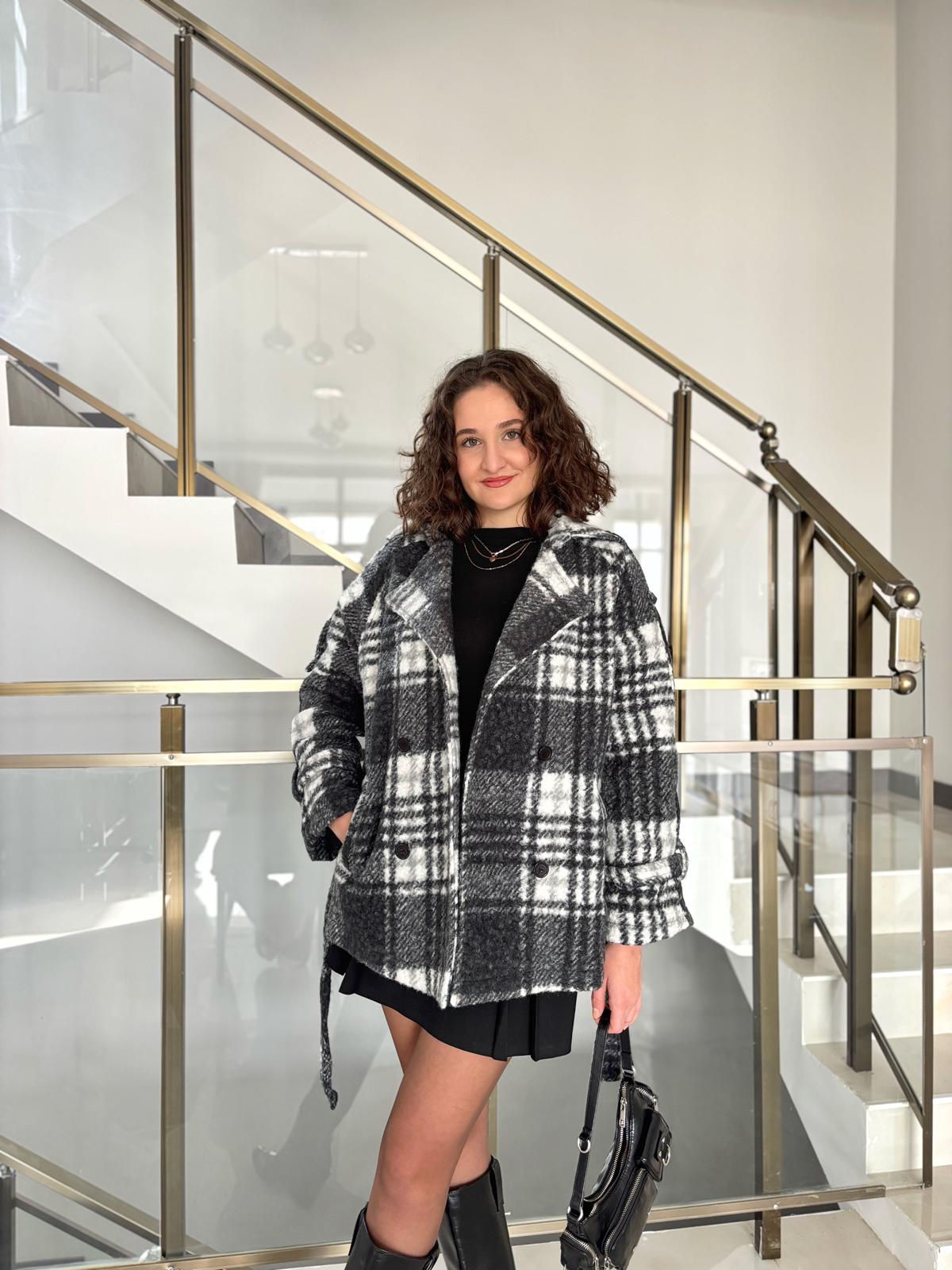 Ekose Desenli Kruvaze Kaban