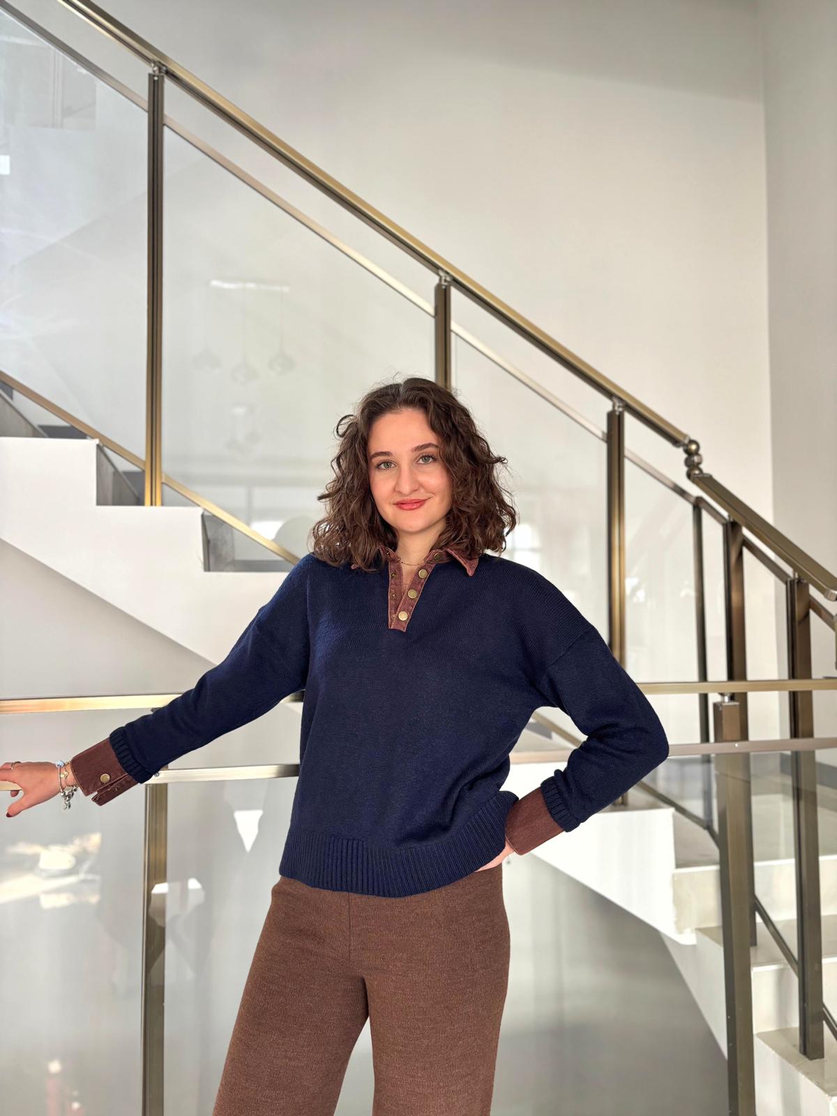 Jean Detaylı Polo Yaka Triko