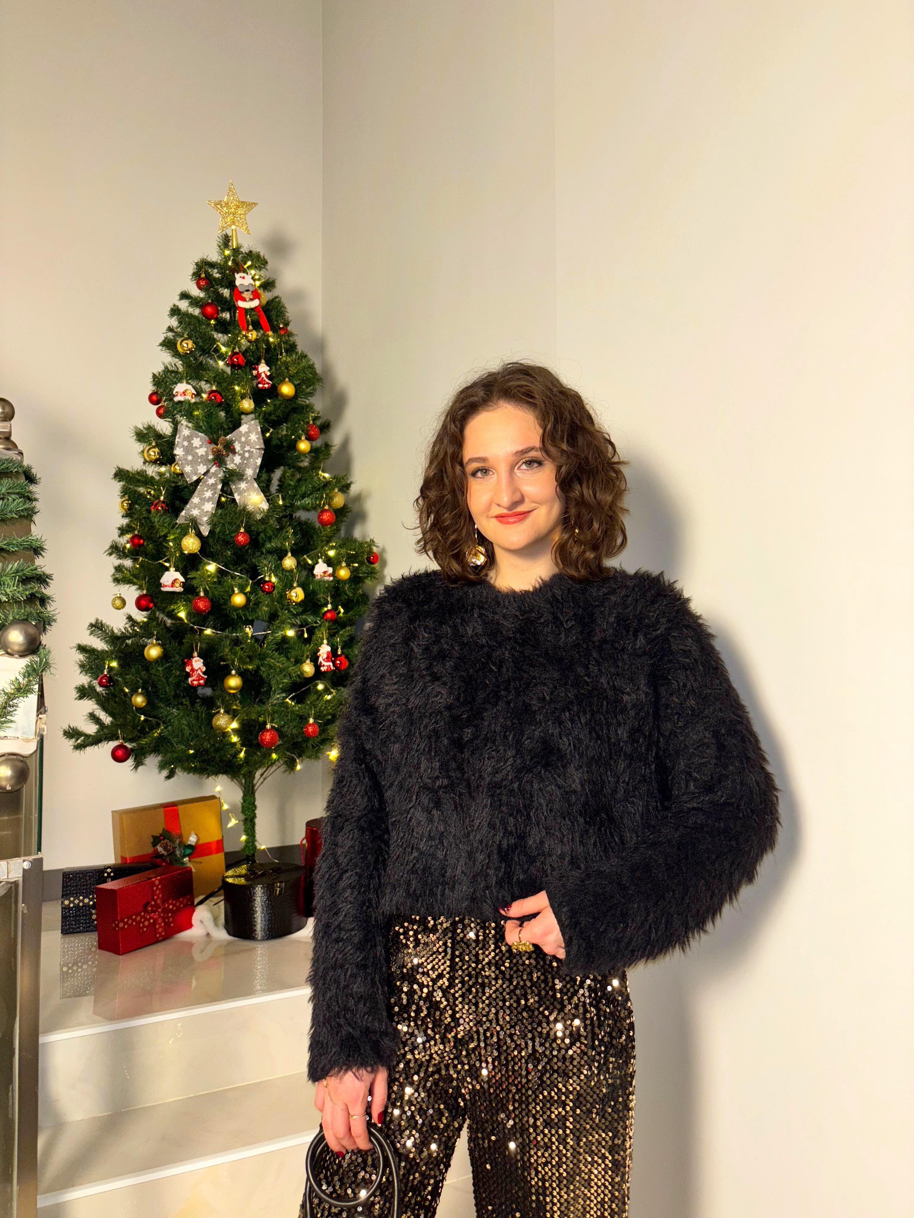 Bisiklet Yaka Oversize Peluş Kazak