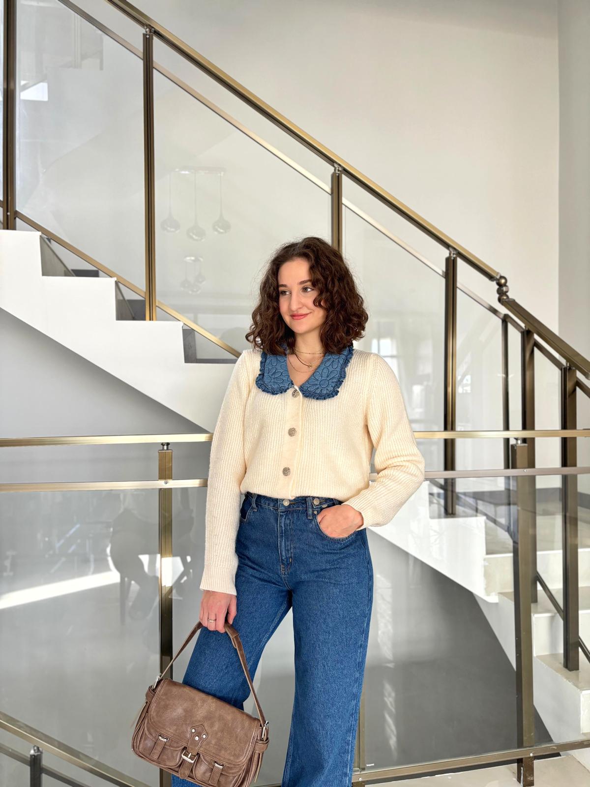 Bebe Yaka Fitilli Triko Hırka