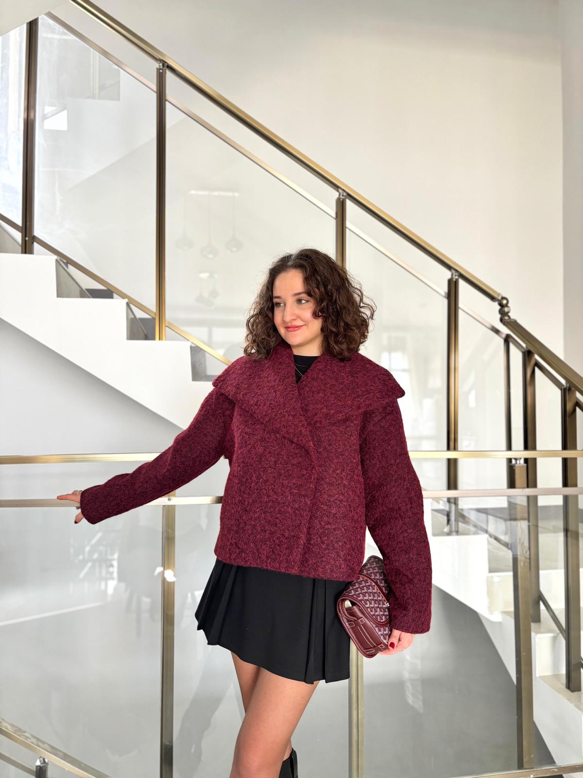 Geniş Şal Yaka Dokulu Kısa Kaban