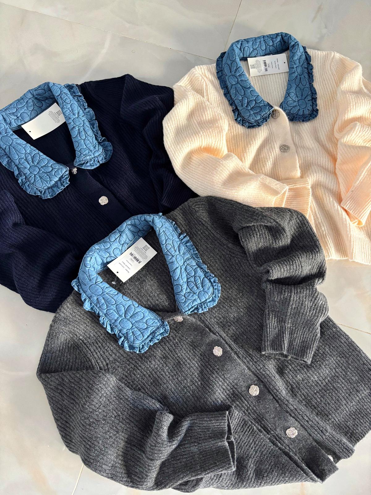 Bebe Yaka Fitilli Triko Hırka