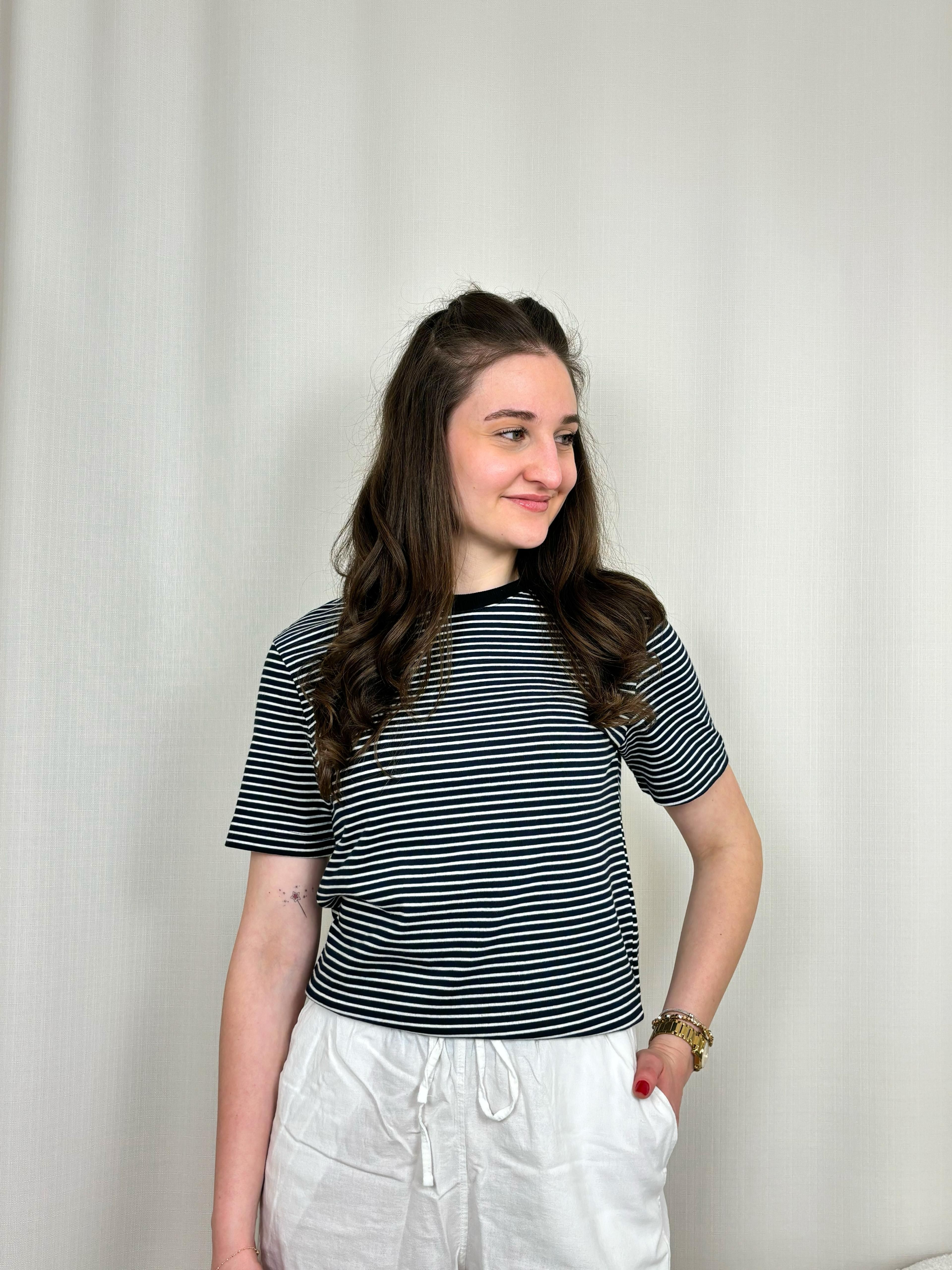 Marka Model Bisiklet Yaka Çizgili Tshirt